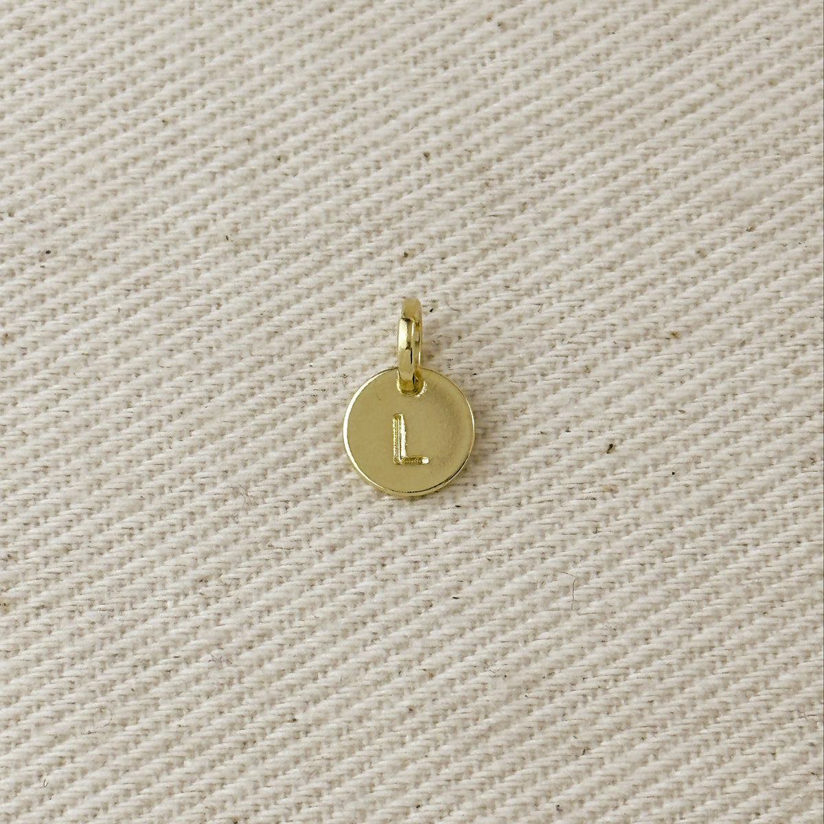 Stamped Tiny Initial Letter Charm in 18k Gold Filled Complete Alphabet, view 10