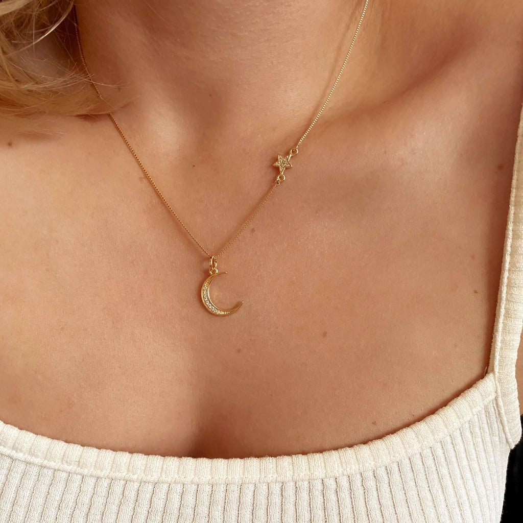 Mondsee Moon and Star Necklace 18k Gold Filled | 18k Gold Filled Jewelry