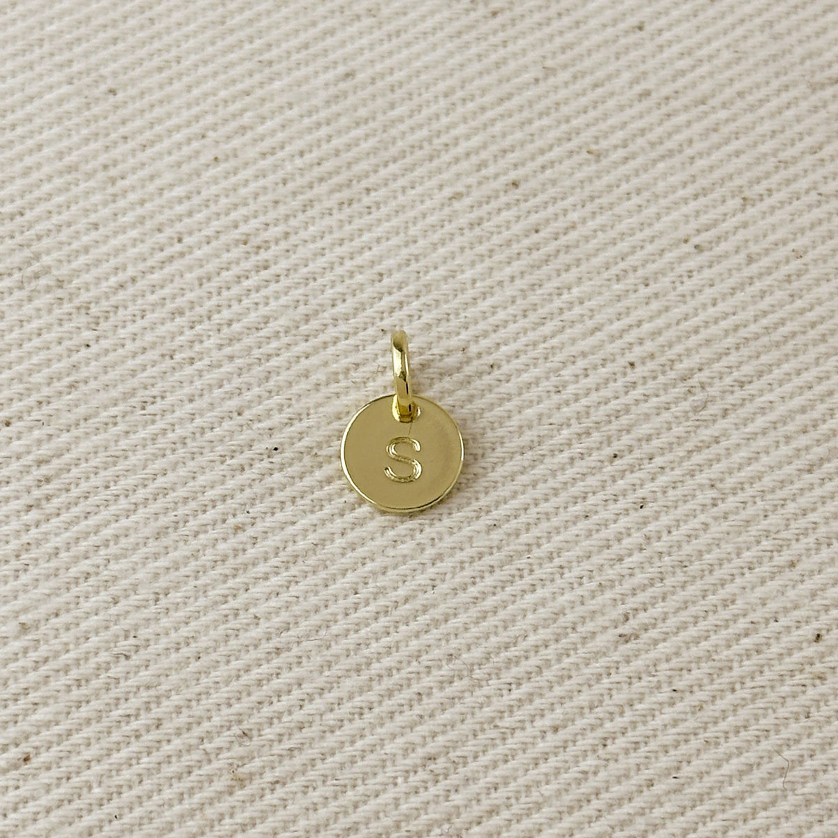 Stamped Tiny Initial Letter Charm in 18k Gold Filled Complete Alphabet, view 12