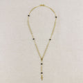 Mondsee 18k Gold Filled Our Mother of Grace With Black Bead Rosary Necklace | 18k Gold Filled Jewelry
