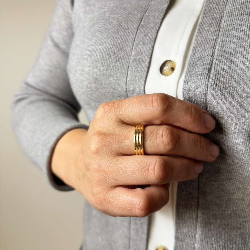 Mondsee 18K Gold Filled Triple Groove Band Ring | 18k Gold Filled Jewelry