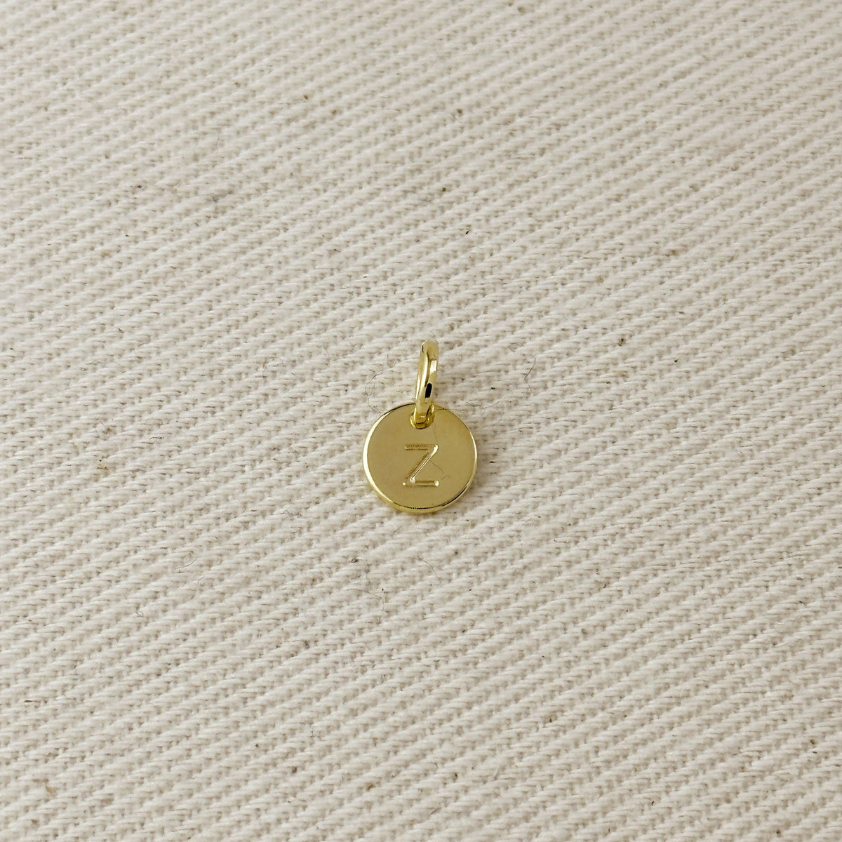 Stamped Tiny Initial Letter Charm in 18k Gold Filled Complete Alphabet – Z
