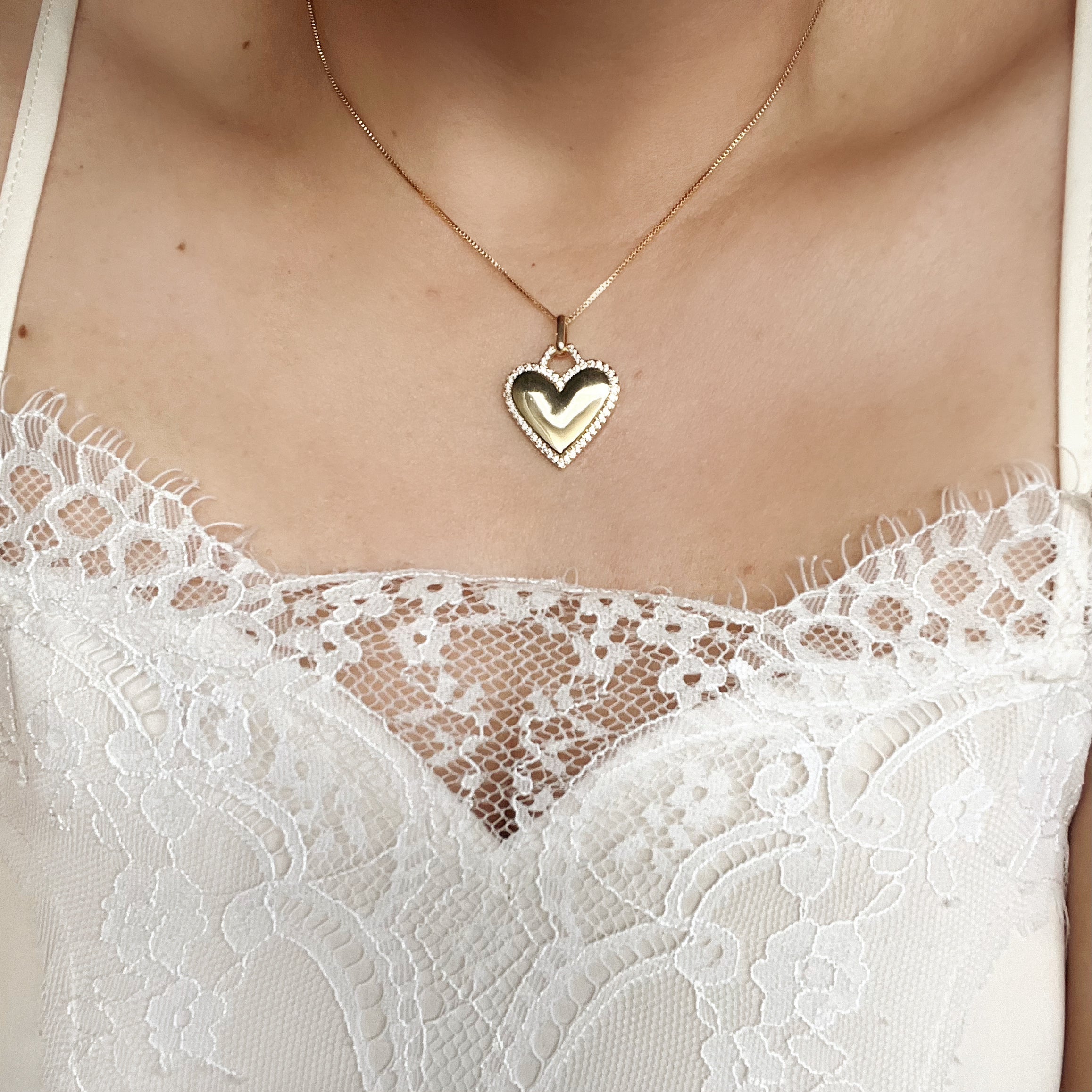 Mondsee 18k Gold Filled Heart Pendant With Cubic Zirconia Around | 18k Gold Filled Jewelry