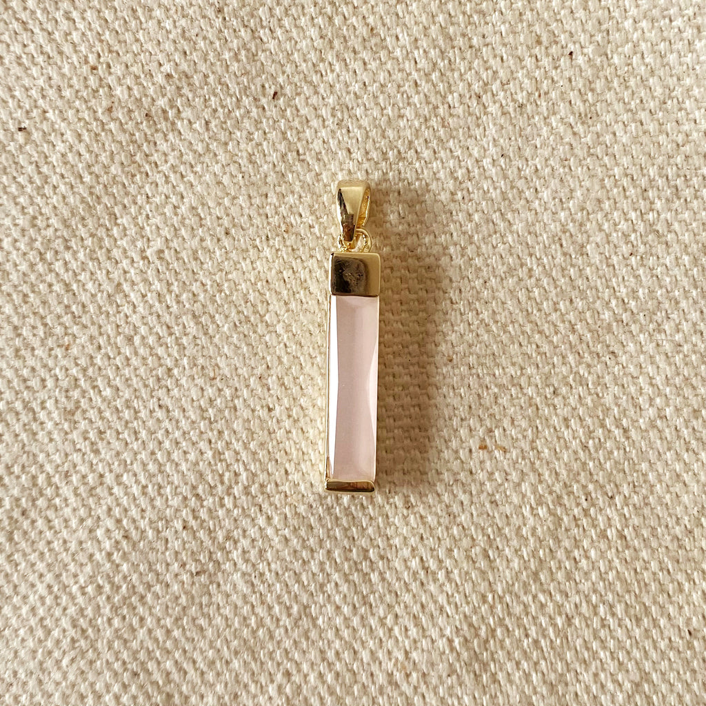Mondsee 18k Gold Filled Long Pink Crystal Baguette Charm | 18k Gold Filled Jewelry