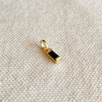 Mondsee 18k Gold Filled Mini Black Baguette Charm Pendant | 18k Gold Filled Jewelry