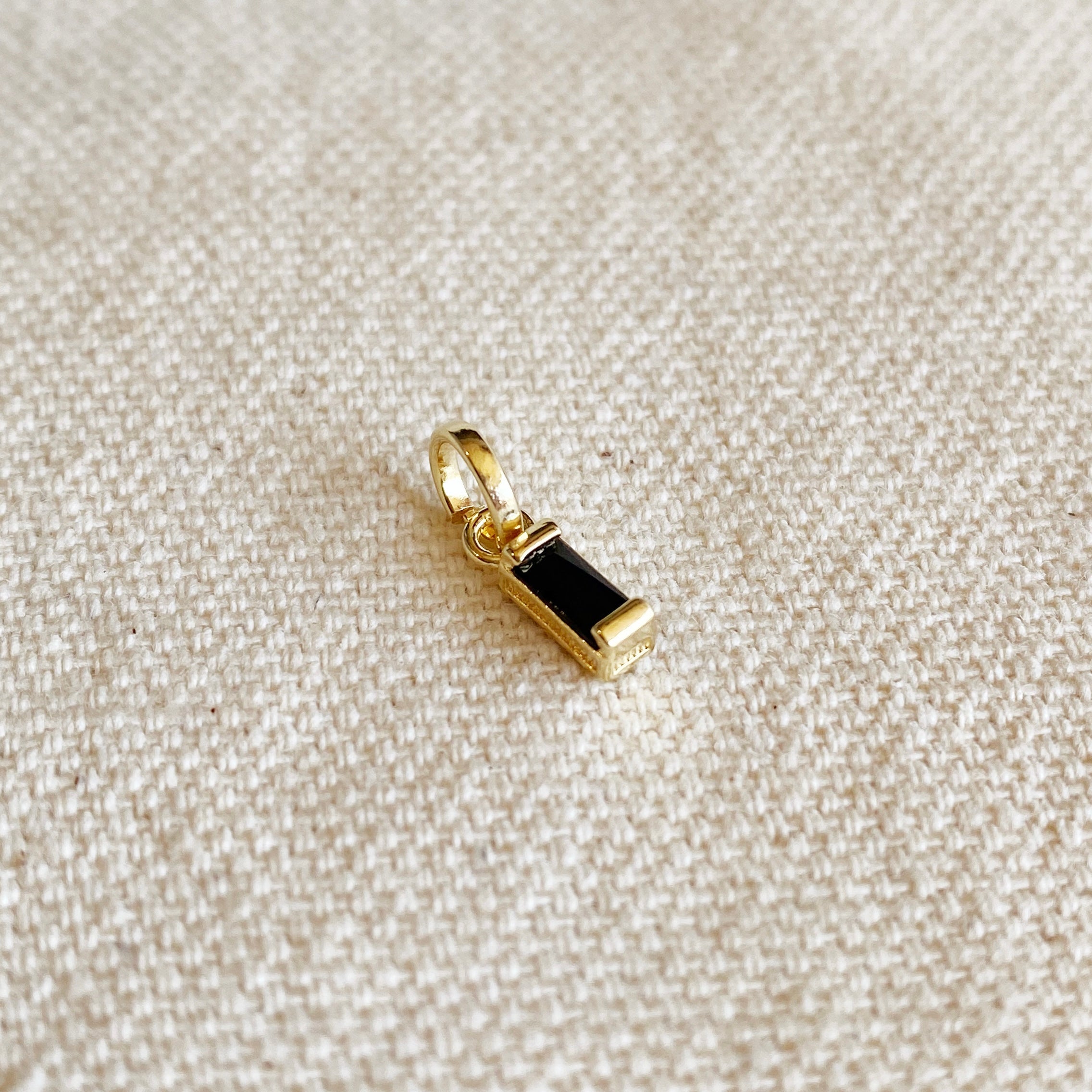 Mondsee 18k Gold Filled Mini Black Baguette Charm Pendant | 18k Gold Filled Jewelry