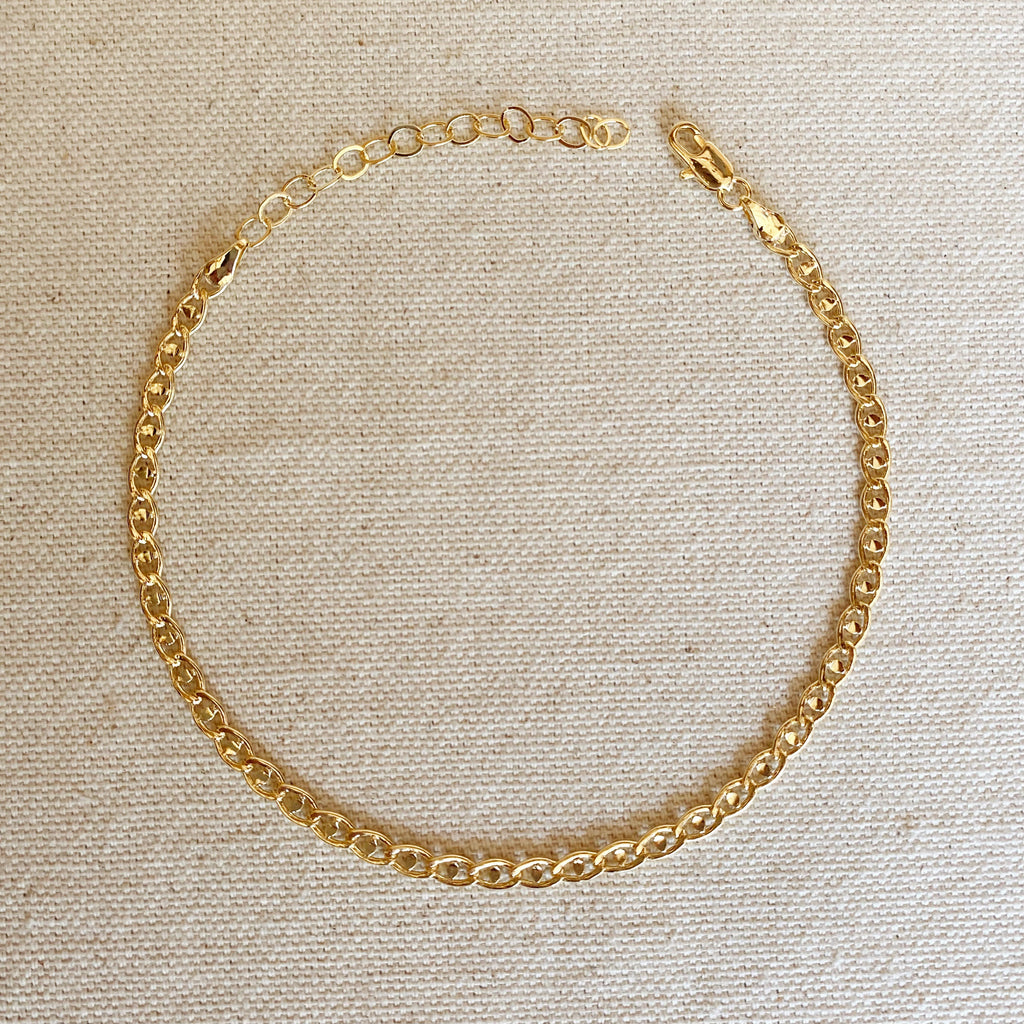 Mondsee 18k Gold Filled Detailed Mariner Anklet | 18k Gold Filled Jewelry
