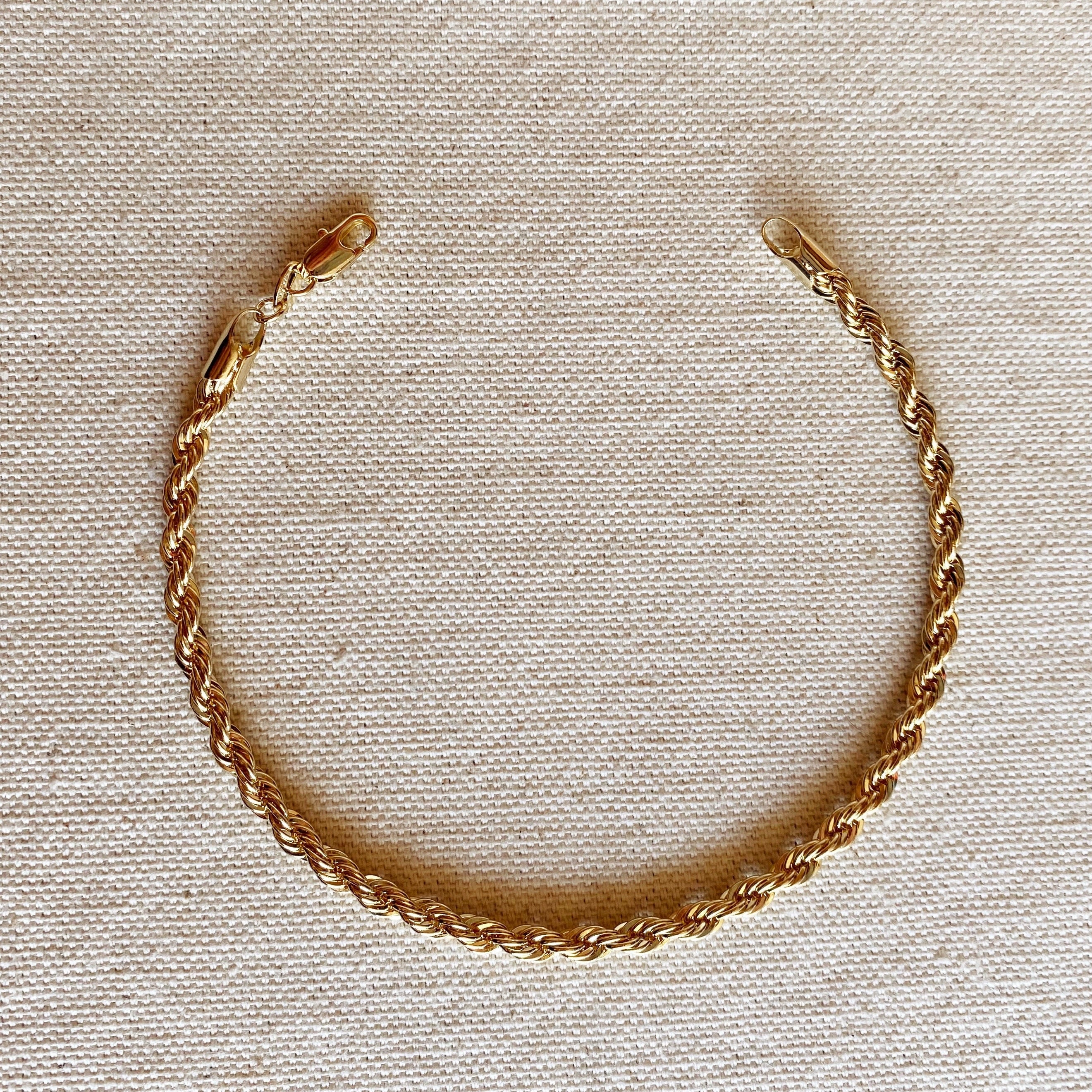 Mondsee 18k Gold Filled 4.0mm Rope Anklet | 18k Gold Filled Jewelry
