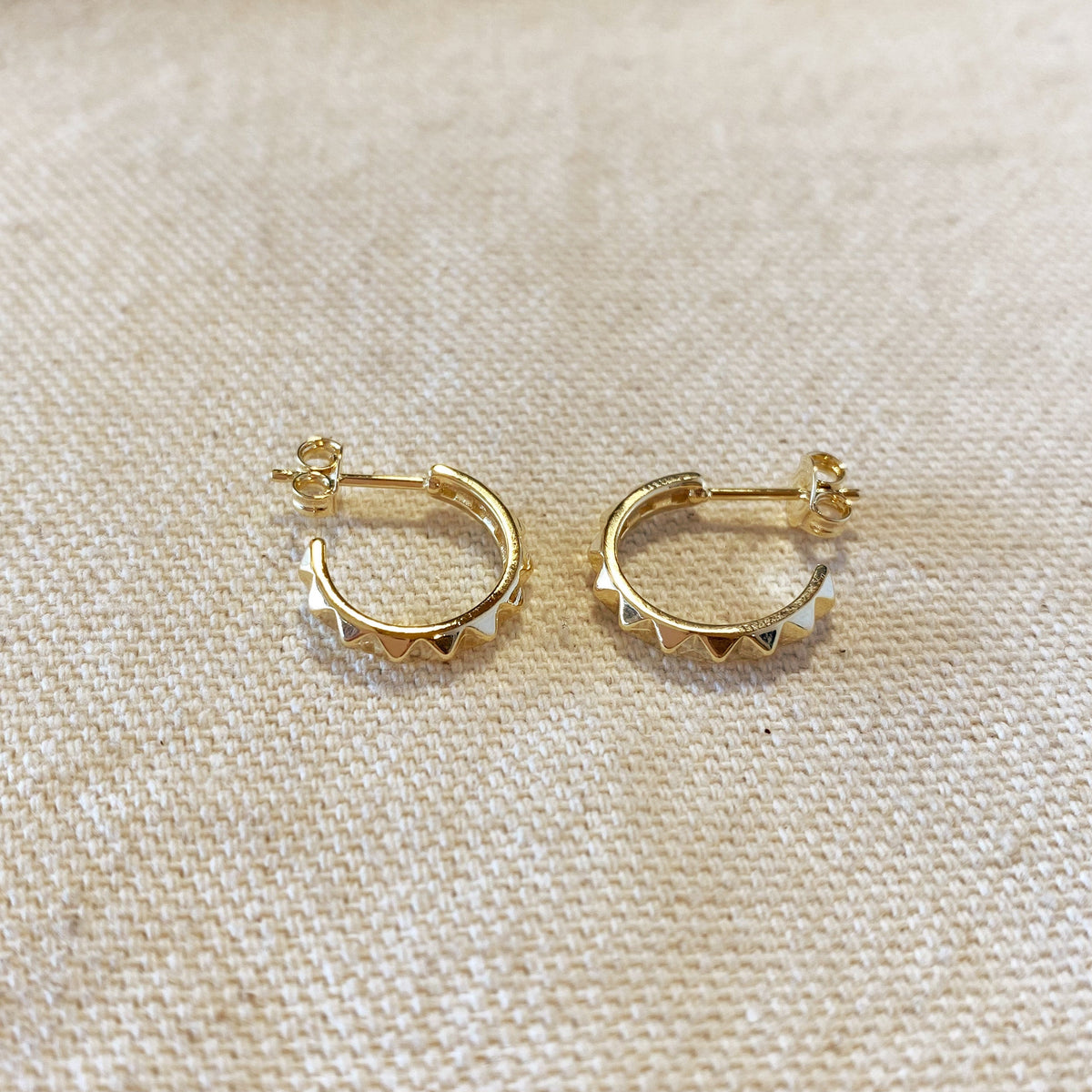 18k Gold Filled Spiked C-Hoop, view 3