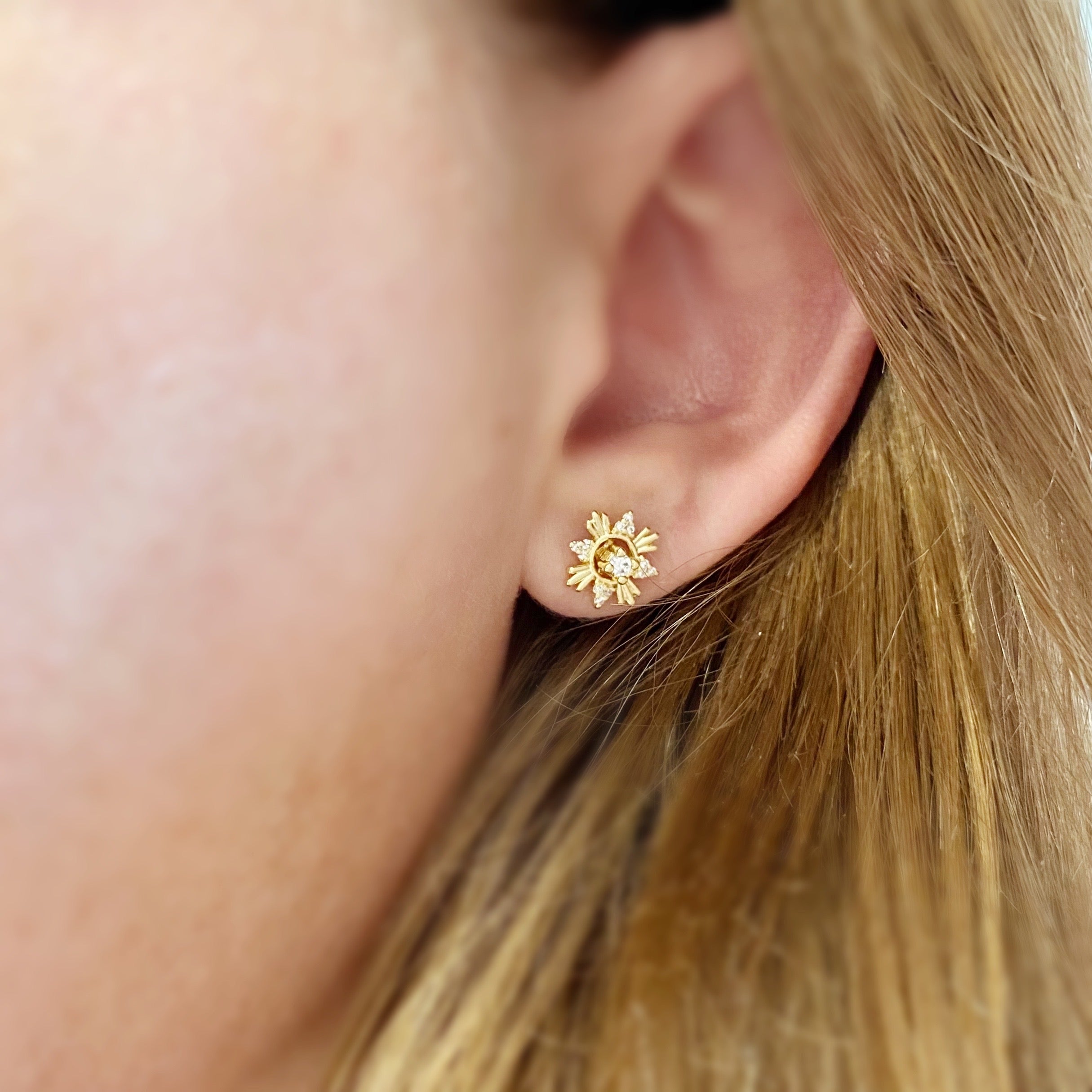 Mondsee 18k Gold Filled 2 Part Round Stud Earrings | 18k Gold Filled Jewelry
