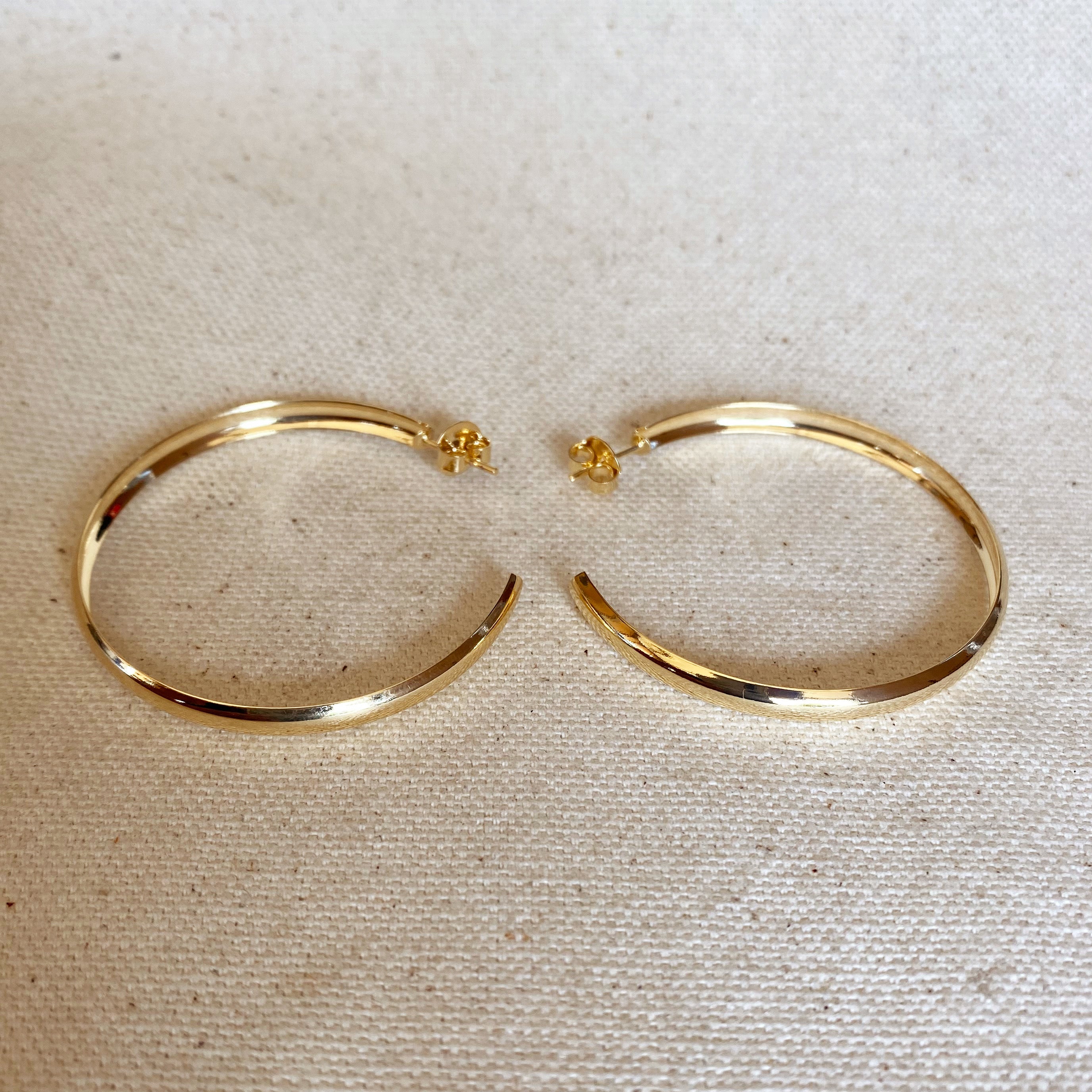 Mondsee 18k Gold Filled 50mm Hollow C-Hoop Earrings | 18k Gold Filled Jewelry