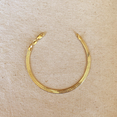 Mondsee 18k Gold Filled 4mm Herringbone Bracelet | 18k Gold Filled Jewelry