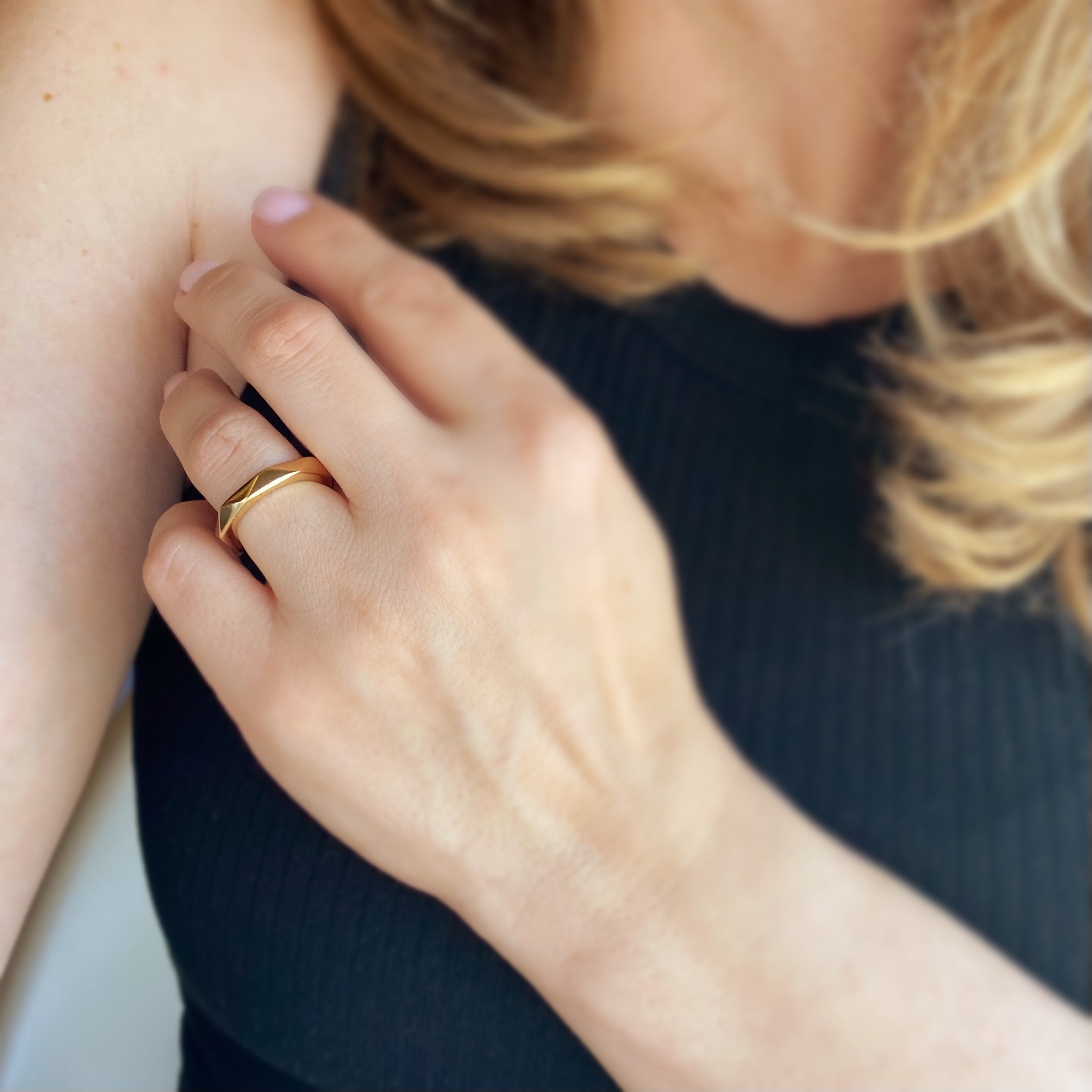 Mondsee 18k Gold Filled Faceted Band Ring | 18k Gold Filled Jewelry
