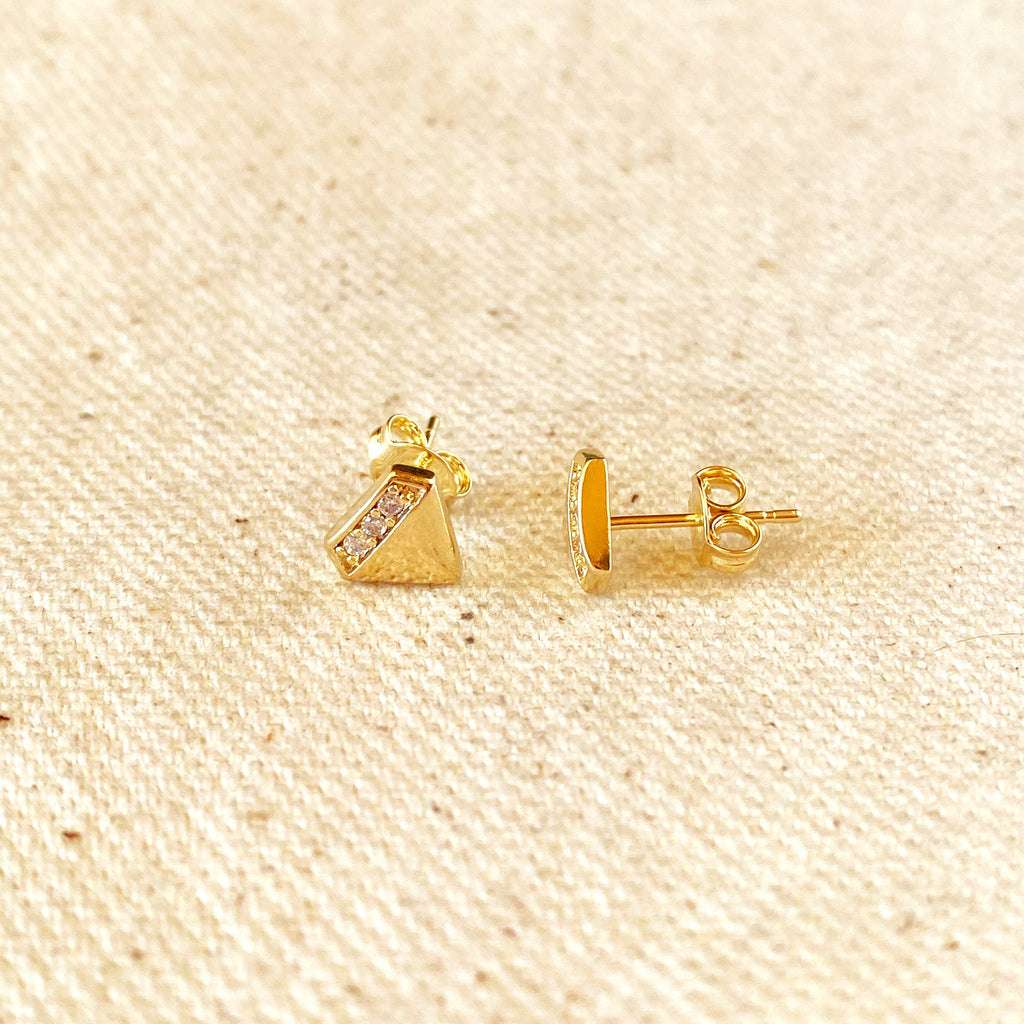 Mondsee 18k Gold Filled Diamond Shape Cubic Zirconia Stud Earrings | 18k Gold Filled Jewelry