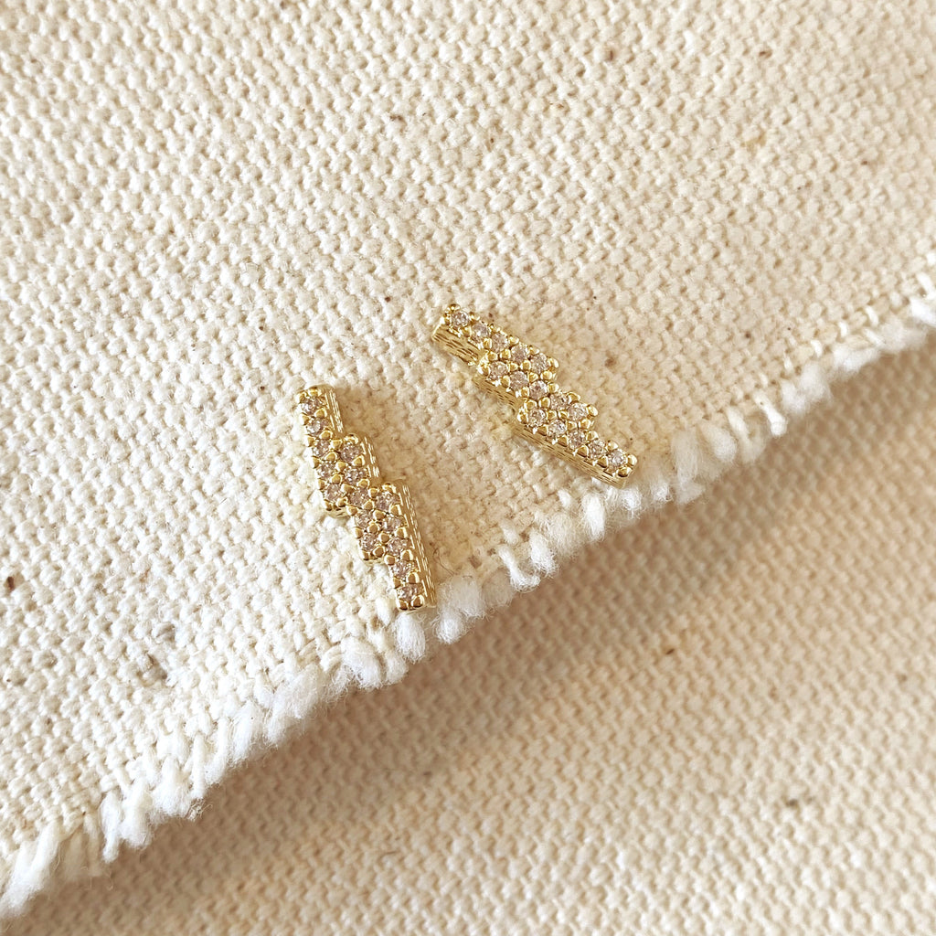 Mondsee 18k Gold Filled Cascading Bars Stud Earrings | 18k Gold Filled Jewelry