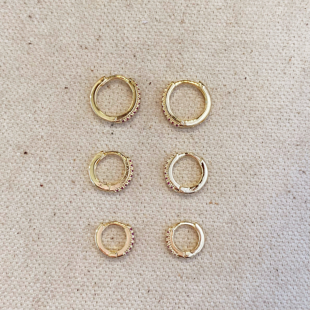 18k Gold Filled Fuchsia Hoop Trio