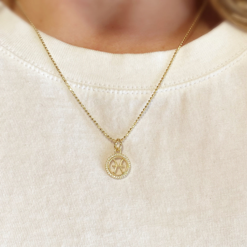 Mondsee 18k Gold Filled Mini Pisces Zodiac Pendant | 18k Gold Filled Jewelry