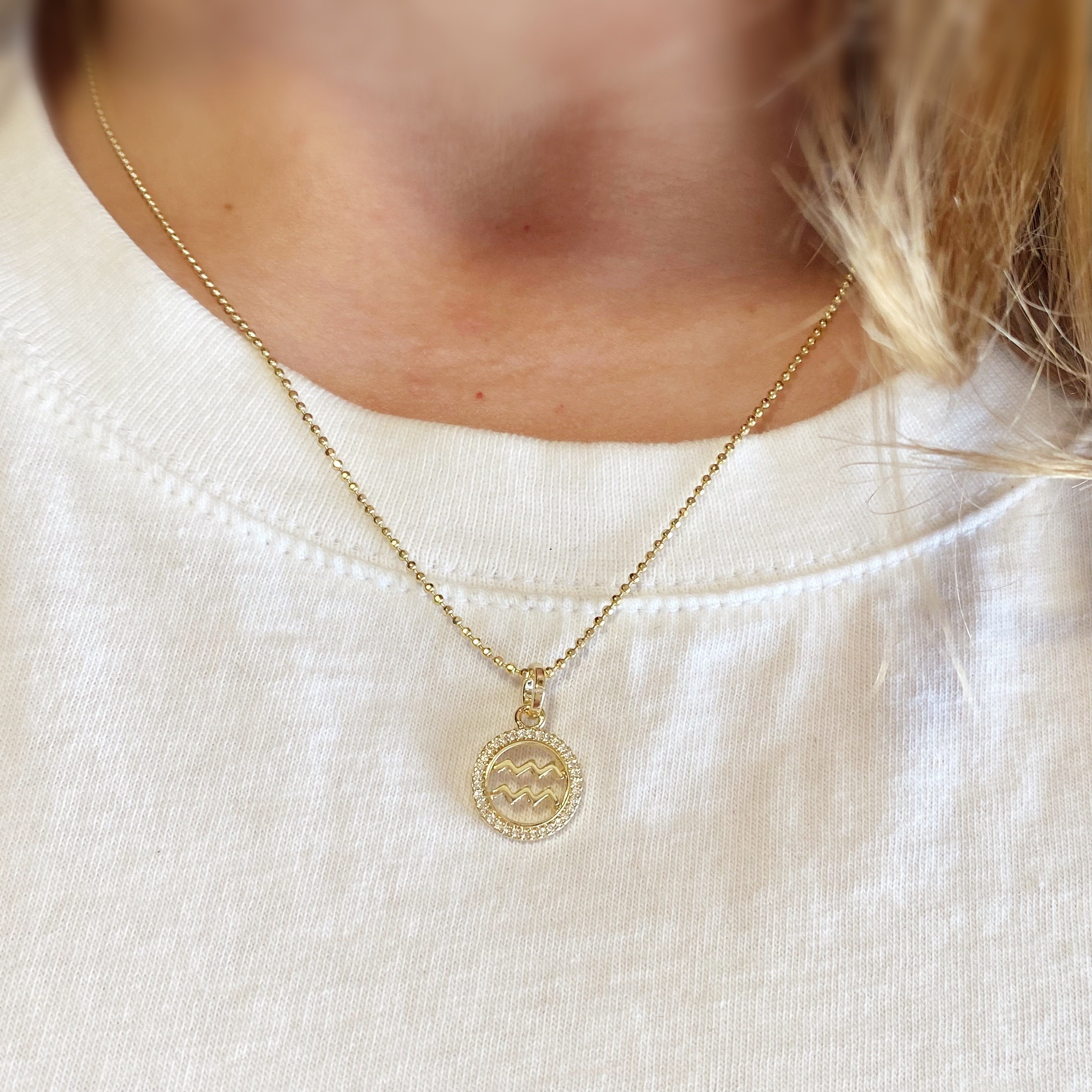 Mondsee 18k Gold Filled Mini Aquarius Zodiac Pendant | 18k Gold Filled Jewelry