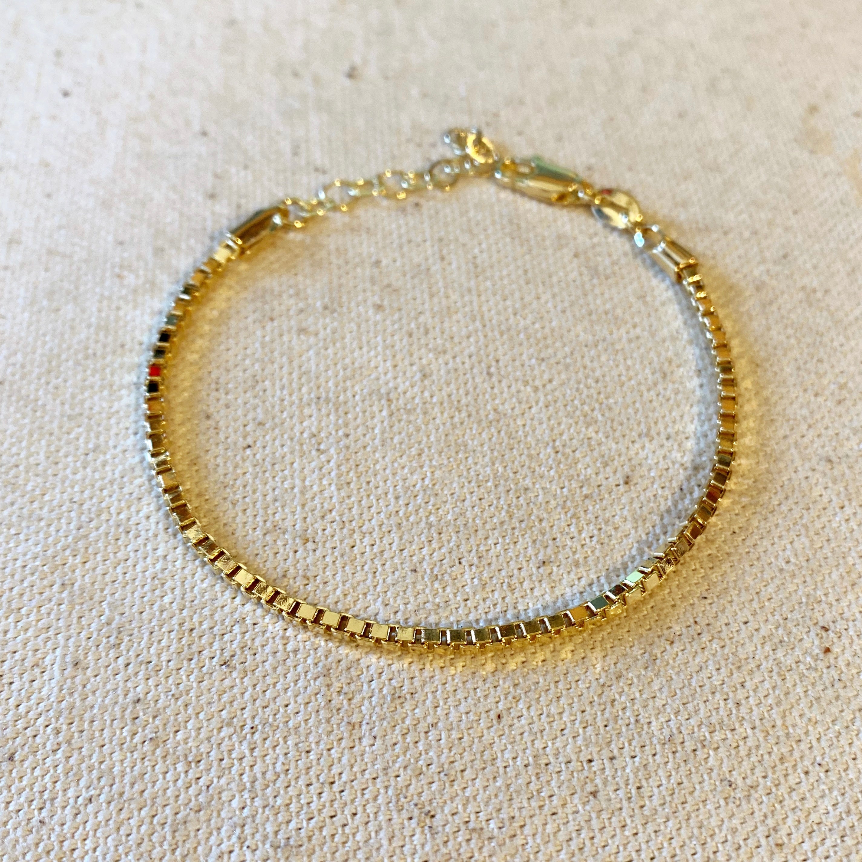 Mondsee 18k Gold Filled 2.0mm Box Chain Bracelet | 18k Gold Filled Jewelry