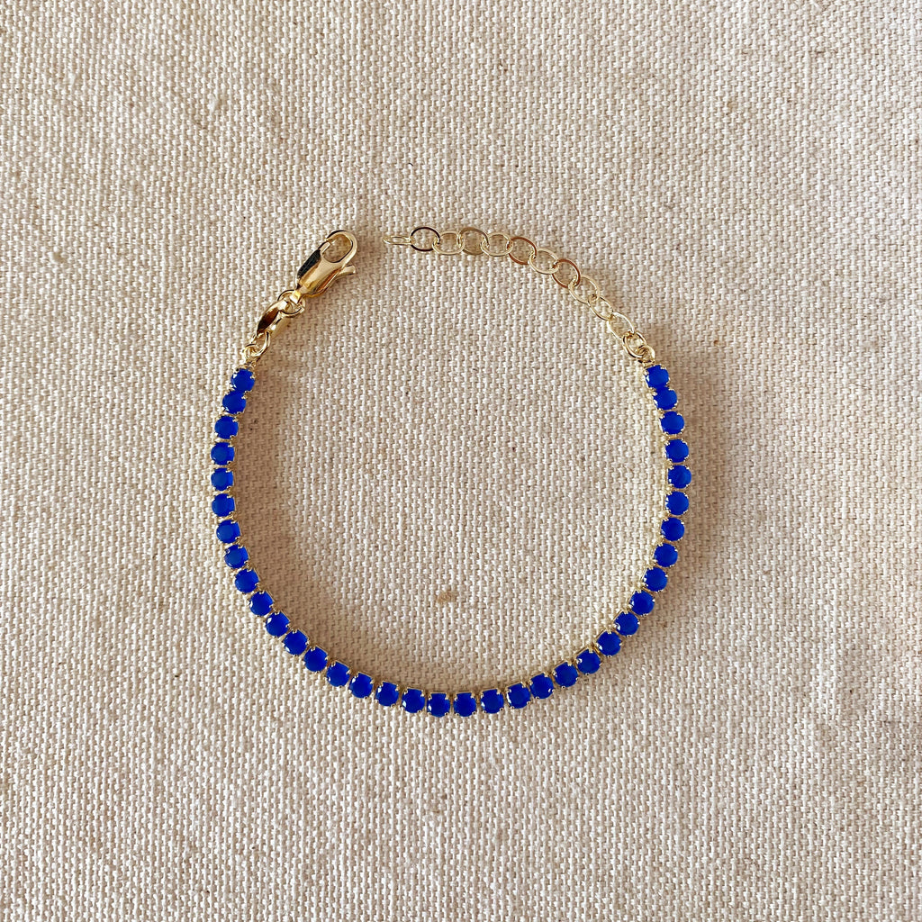Mondsee 18k Gold Filled 3mm CZ Royal Blue Bracelet | 18k Gold Filled Jewelry