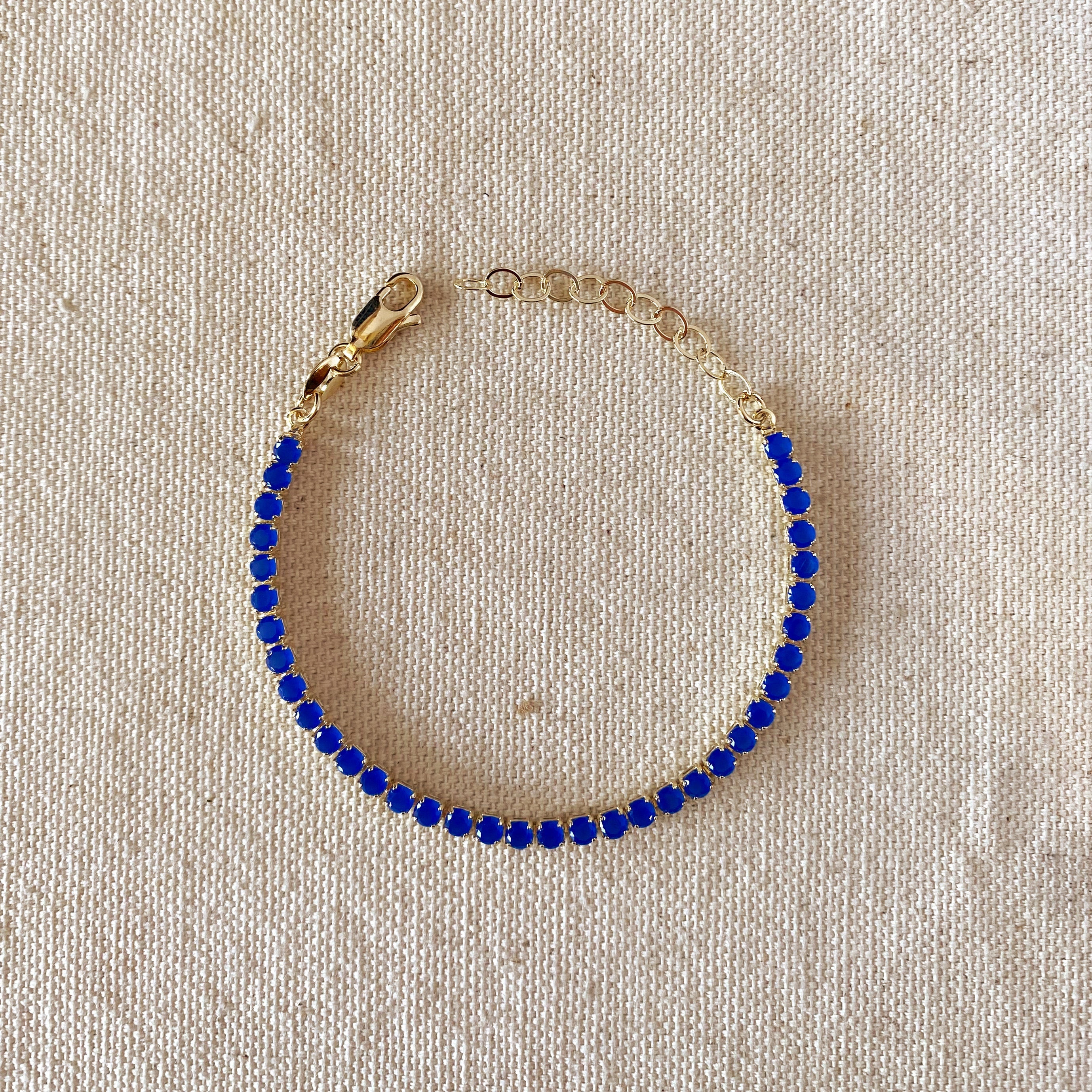Mondsee 18k Gold Filled 3mm CZ Royal Blue Bracelet | 18k Gold Filled Jewelry