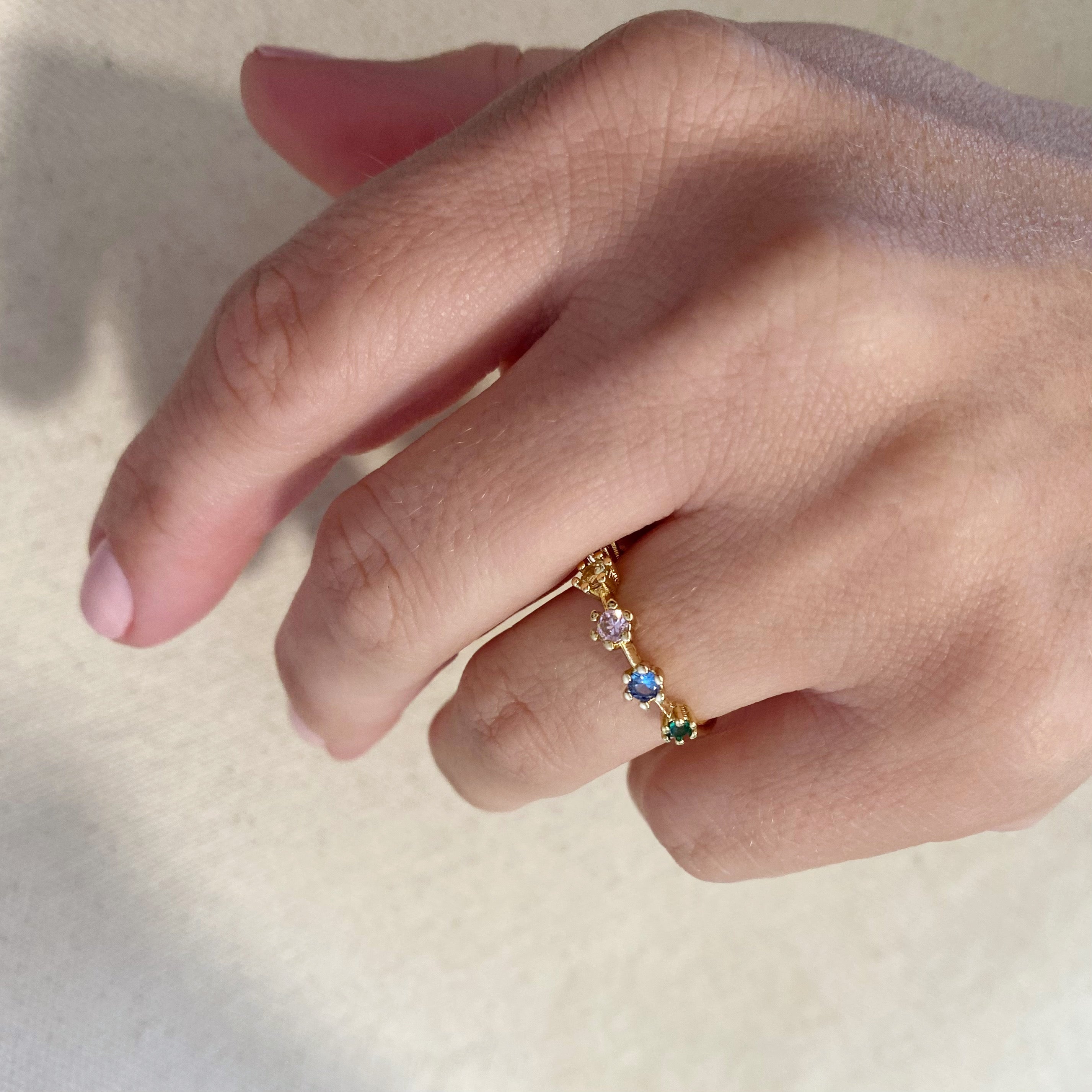 Mondsee 18k Gold Filled Delicate Pastel Colored Cubic Zirconia Ring | 18k Gold Filled Jewelry