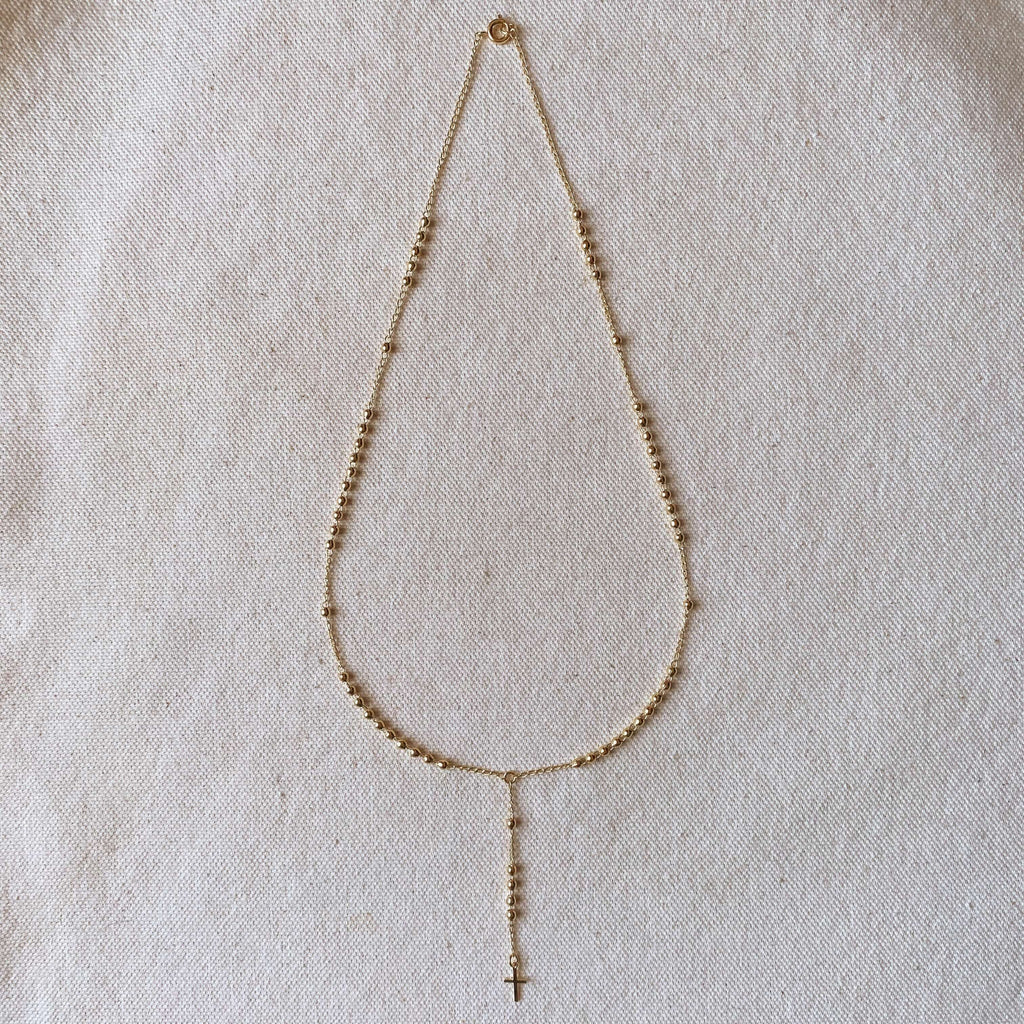 Mondsee 18k Gold Filled Simple Cross Rosary Necklace | 18k Gold Filled Jewelry