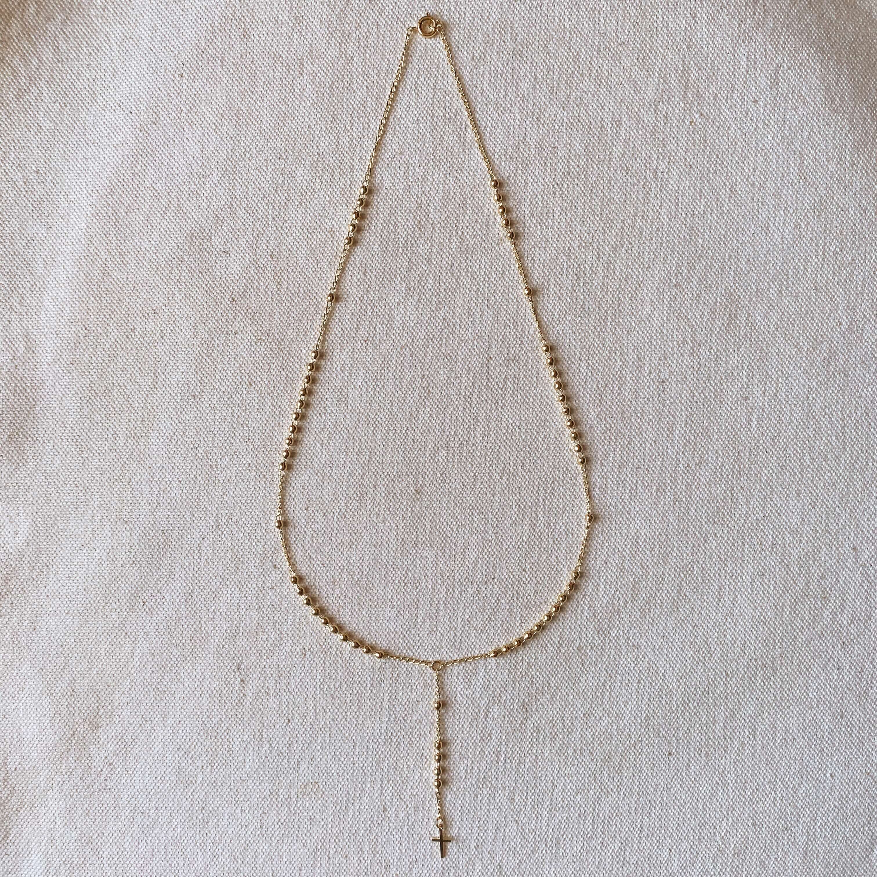 Mondsee 18k Gold Filled Simple Cross Rosary Necklace | 18k Gold Filled Jewelry