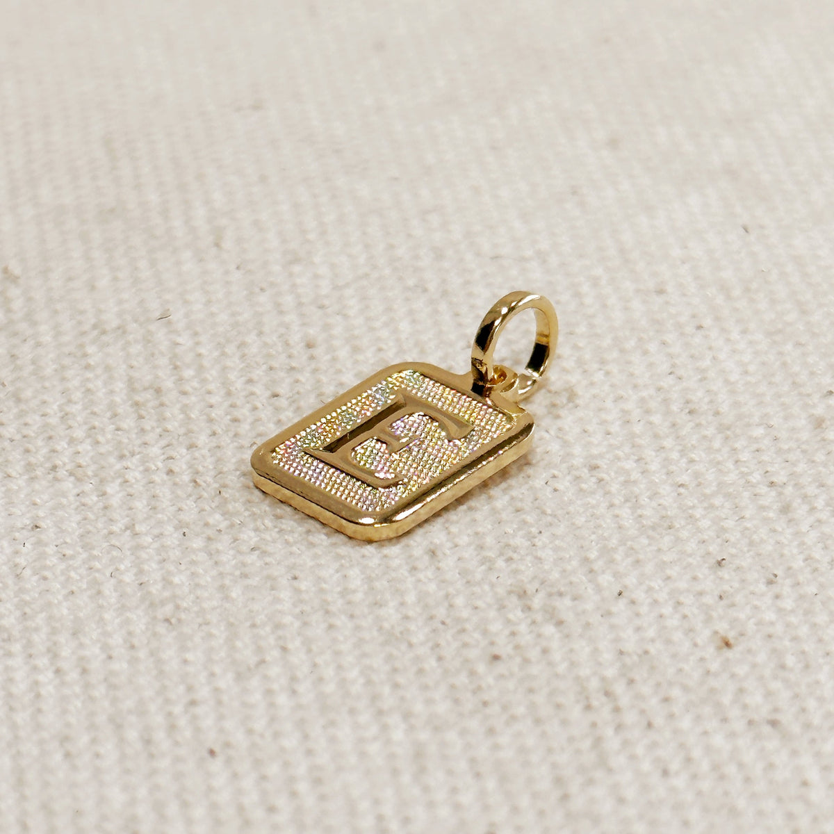 Textured Initial Plate Pendant – E