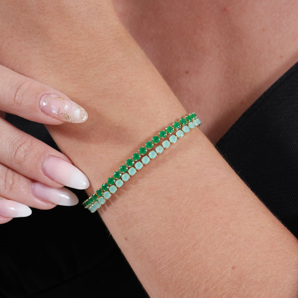 Mondsee 18k Gold Filled 3mm CZ Emerald Bracelet | 18k Gold Filled Jewelry
