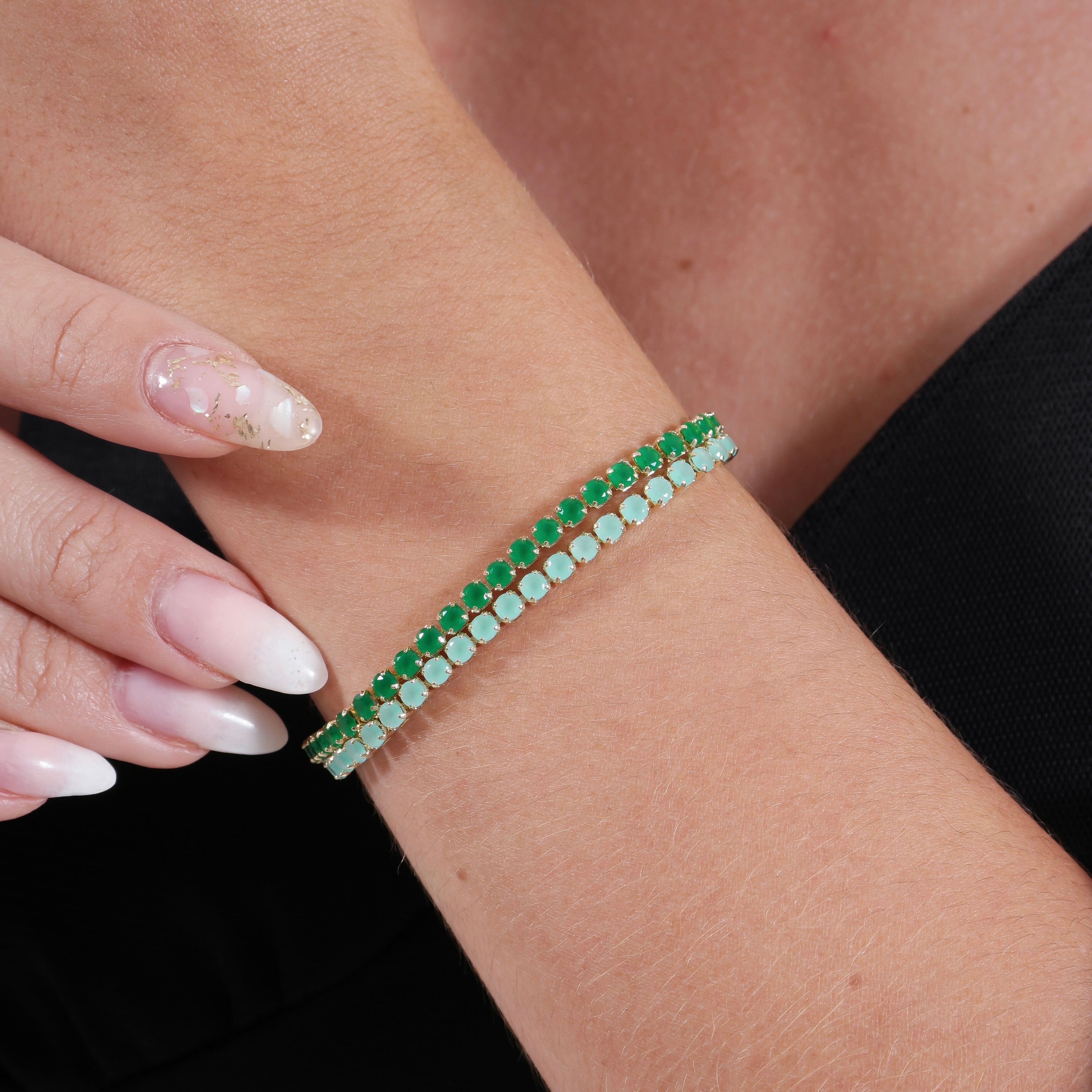 Mondsee 18k Gold Filled 3mm CZ Emerald Bracelet | 18k Gold Filled Jewelry