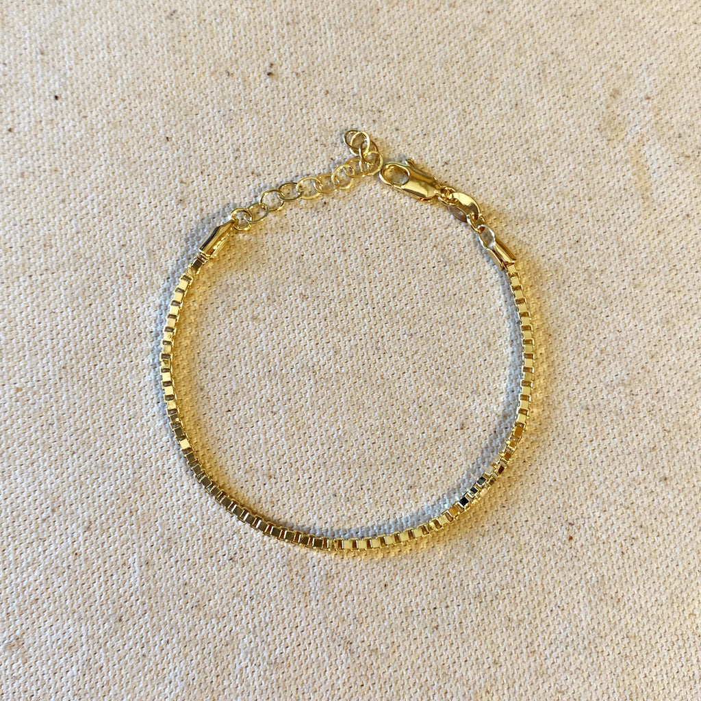 Mondsee 18k Gold Filled 2.0mm Box Chain Bracelet | 18k Gold Filled Jewelry