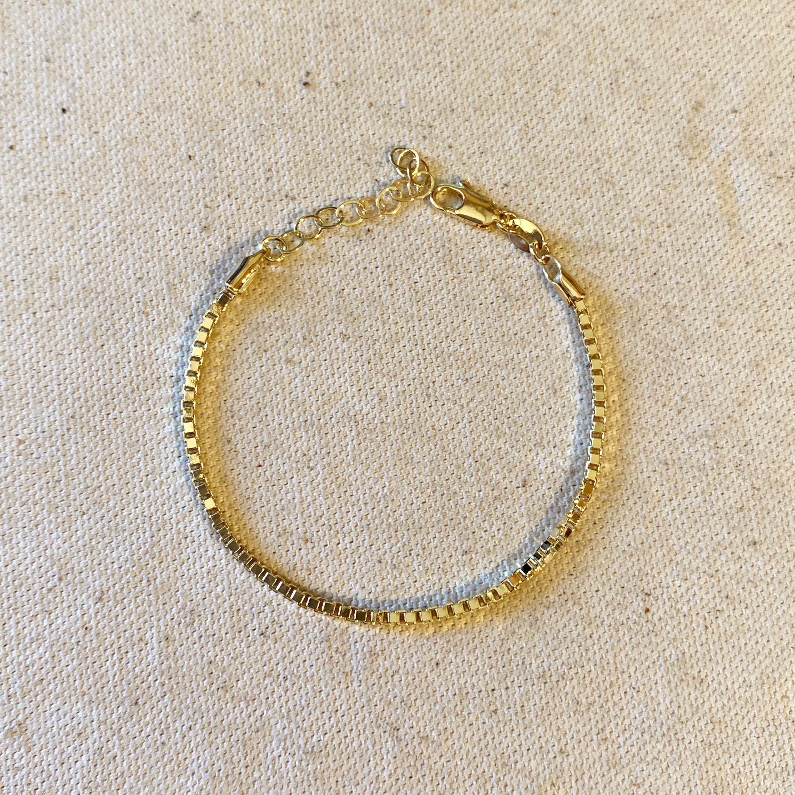 Mondsee 18k Gold Filled 2.0mm Box Chain Bracelet | 18k Gold Filled Jewelry
