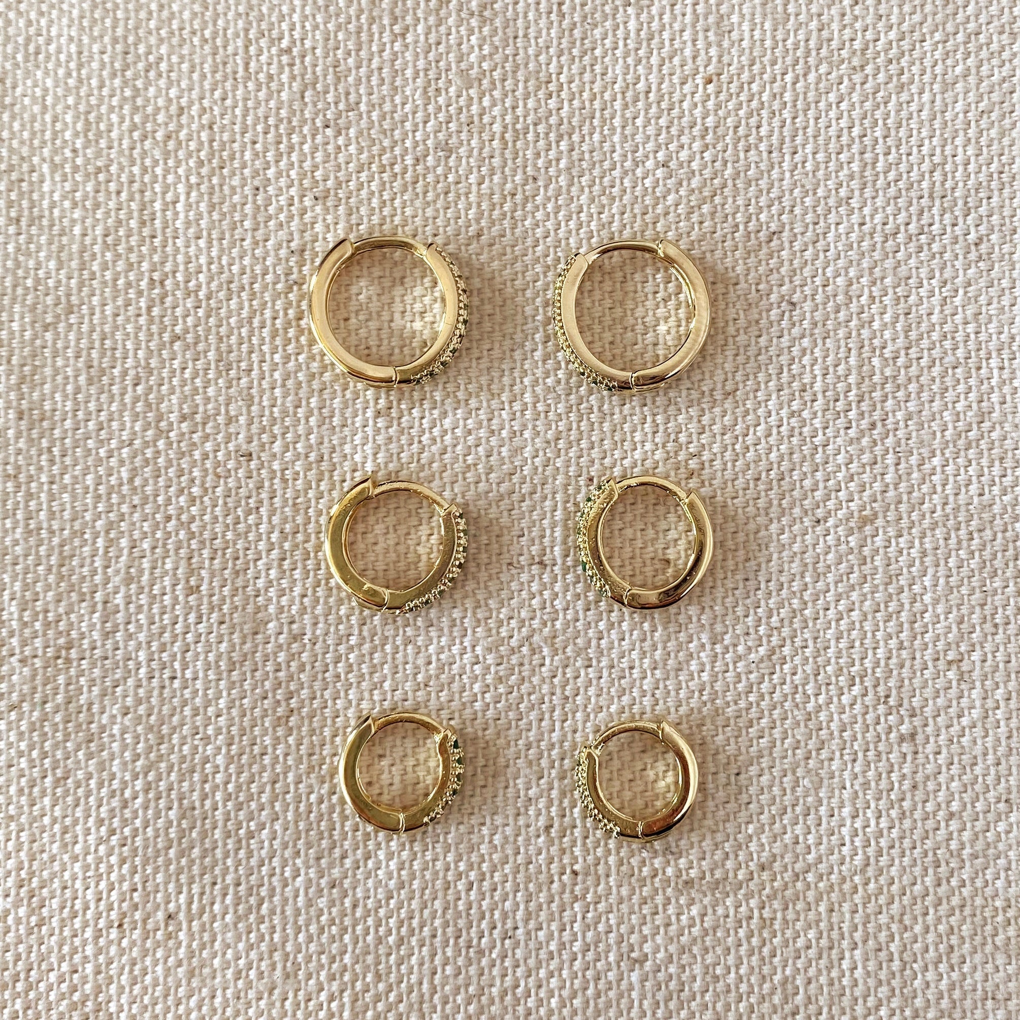 Mondsee 18k Gold Filled Emerald Hoop Trio | 18k Gold Filled Jewelry