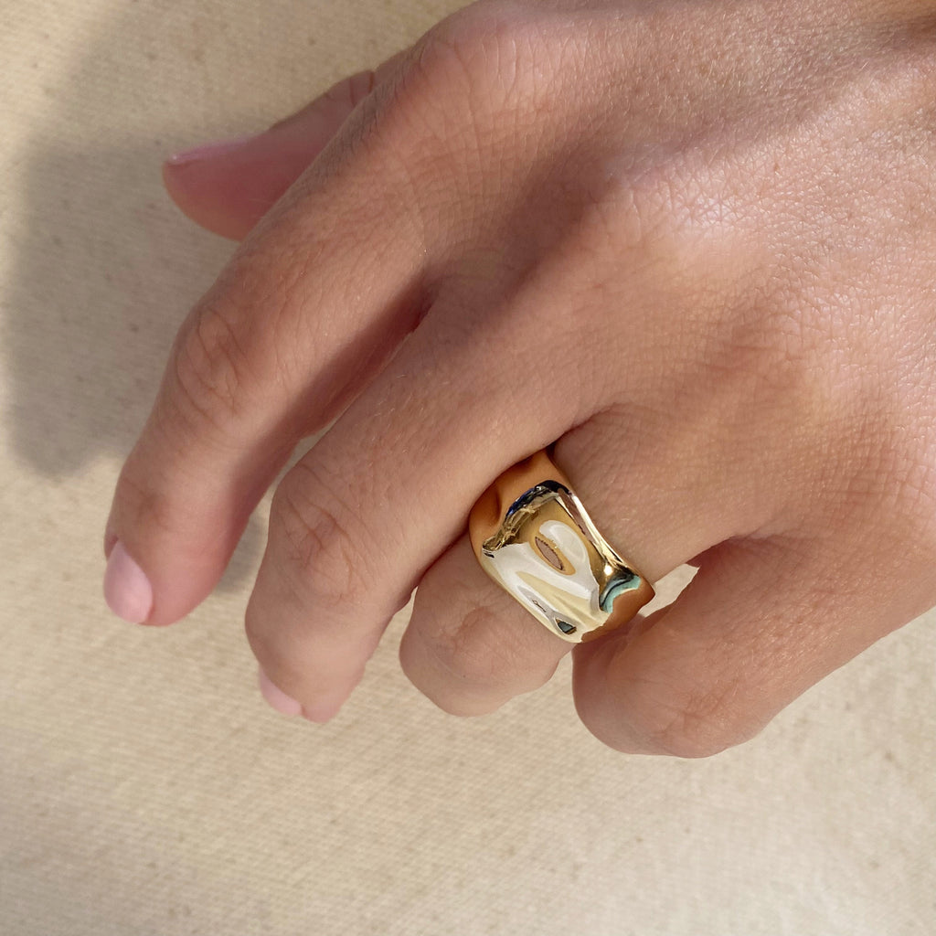 Mondsee 18k Gold Filled Wavy Wide Band Ring | 18k Gold Filled Jewelry