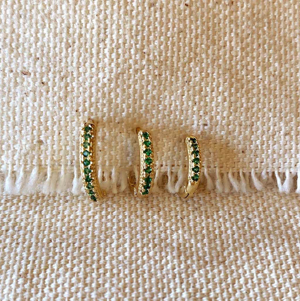 Mondsee 18k Gold Filled Emerald Hoop Trio | 18k Gold Filled Jewelry
