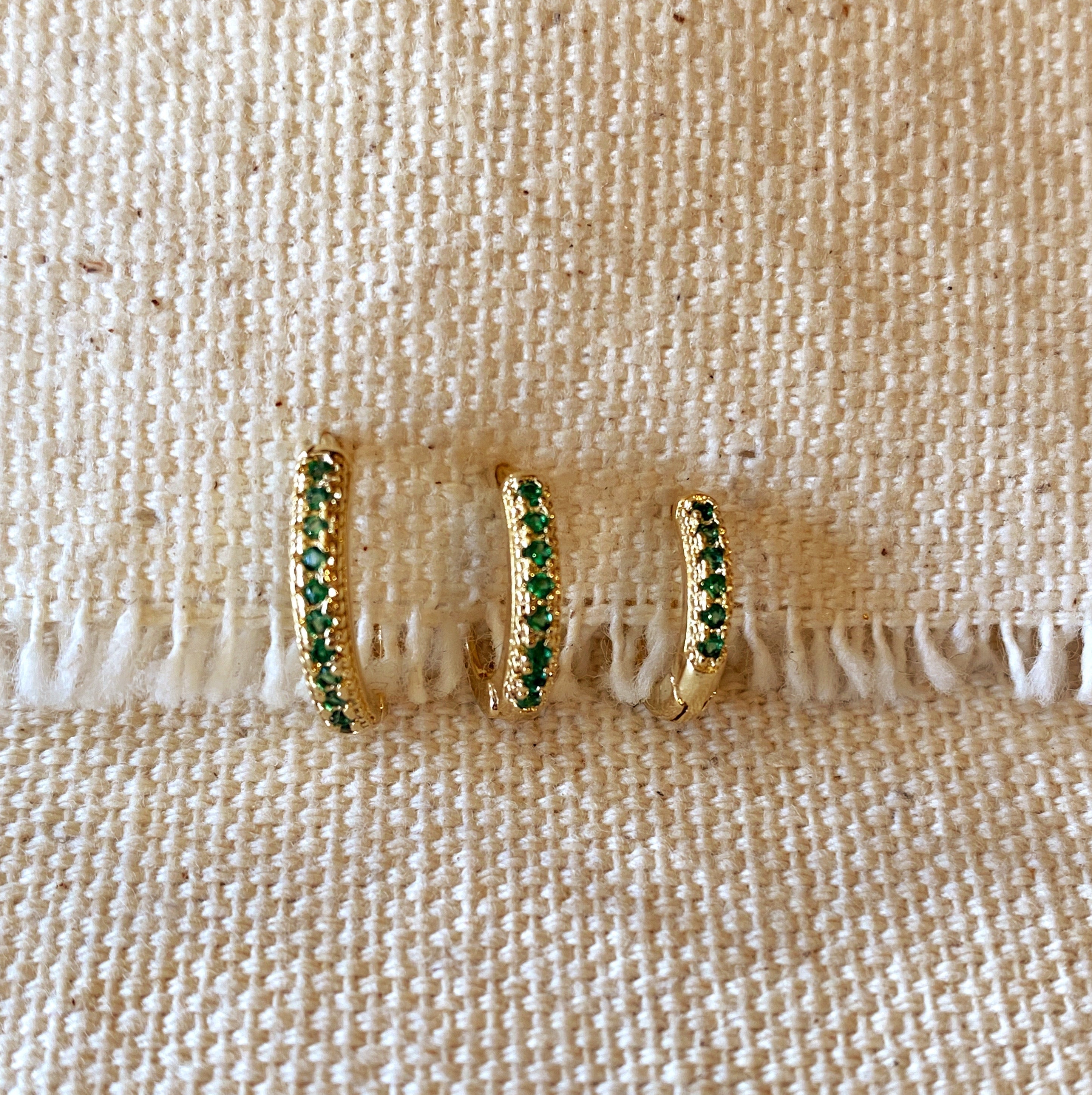 Mondsee 18k Gold Filled Emerald Hoop Trio | 18k Gold Filled Jewelry