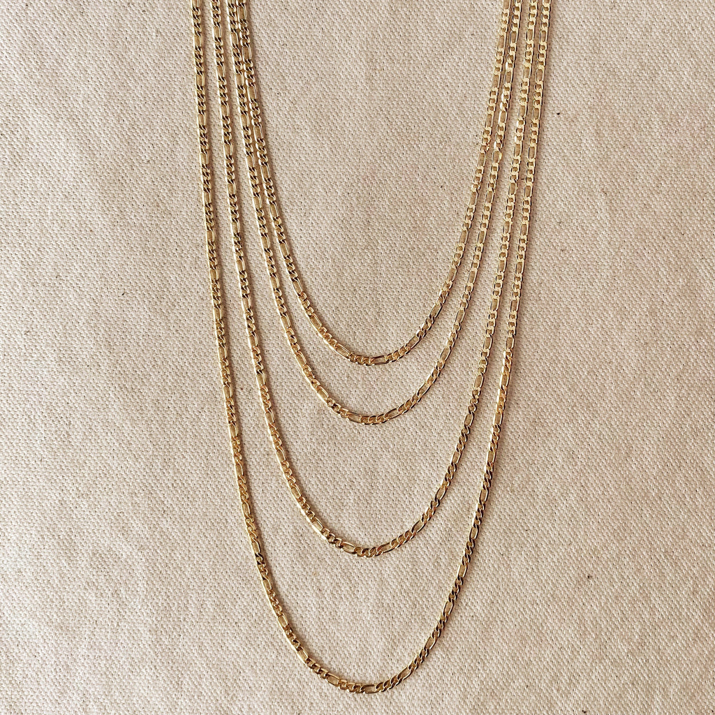 Mondsee 18k Gold Filled 2.5mm Flat Figaro Chain | 18k Gold Filled Jewelry