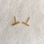 18k Gold Filled Beaded Bar Stud Earrings