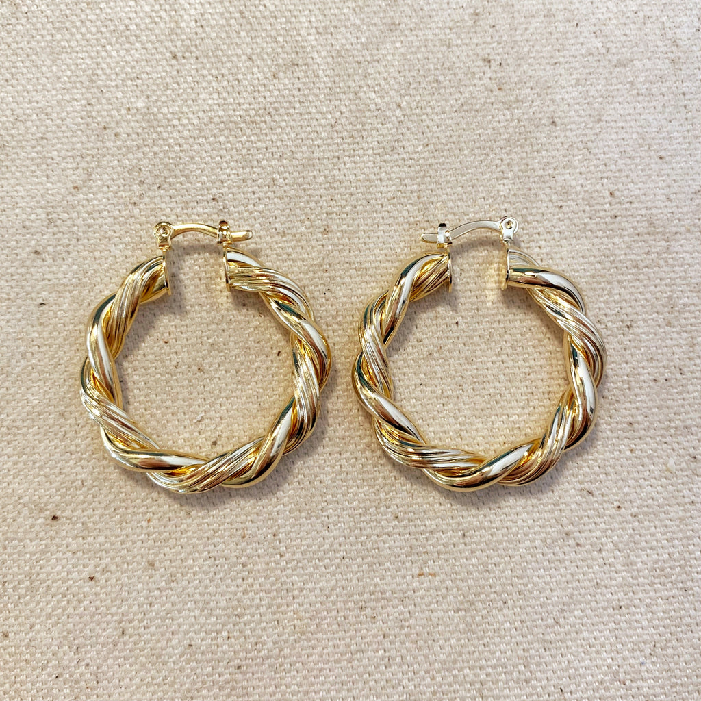 Mondsee 18k Gold Filled 30mm Double Twisted Tube Hoop Earrings | 18k Gold Filled Jewelry