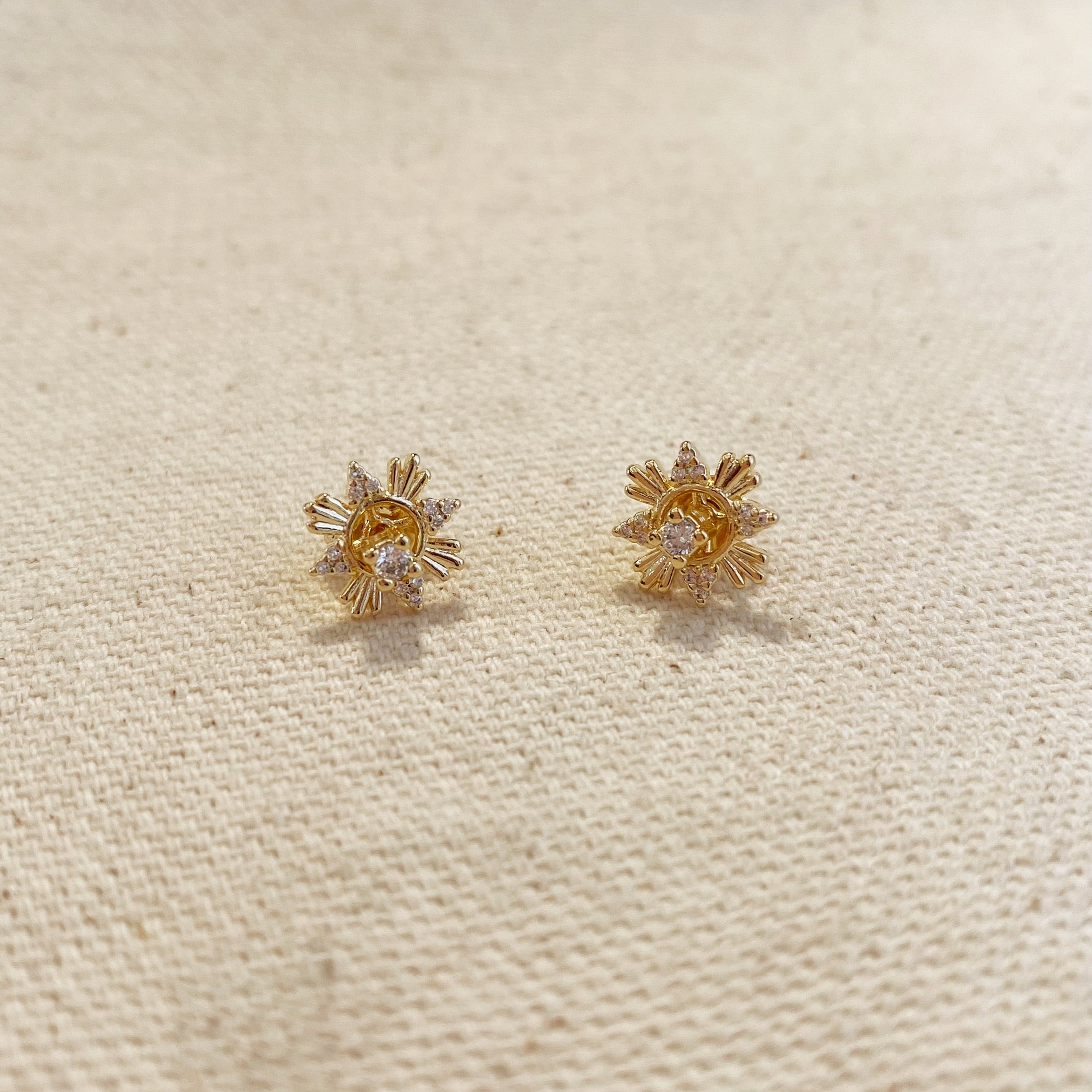 Mondsee 18k Gold Filled 2 Part Round Stud Earrings | 18k Gold Filled Jewelry