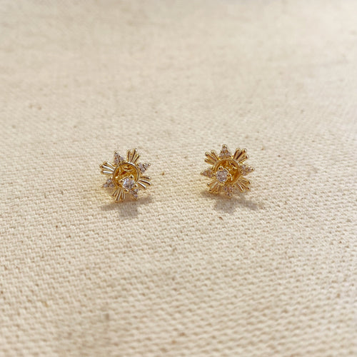 Mondsee 18k Gold Filled 2 Part Round Stud Earrings | 18k Gold Filled Jewelry
