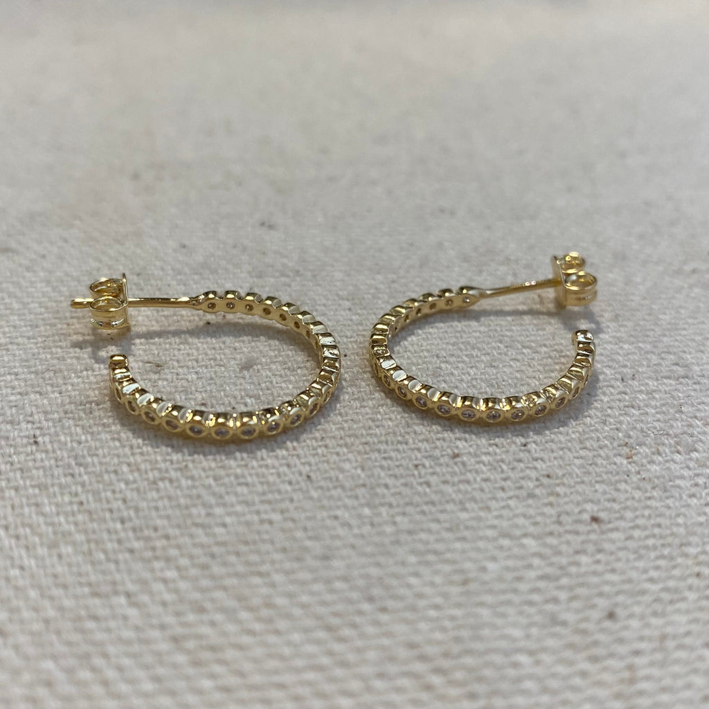 Mondsee 18k Gold Filled 18mm Bezel Cubic Zirconia C-Hoop | 18k Gold Filled Jewelry