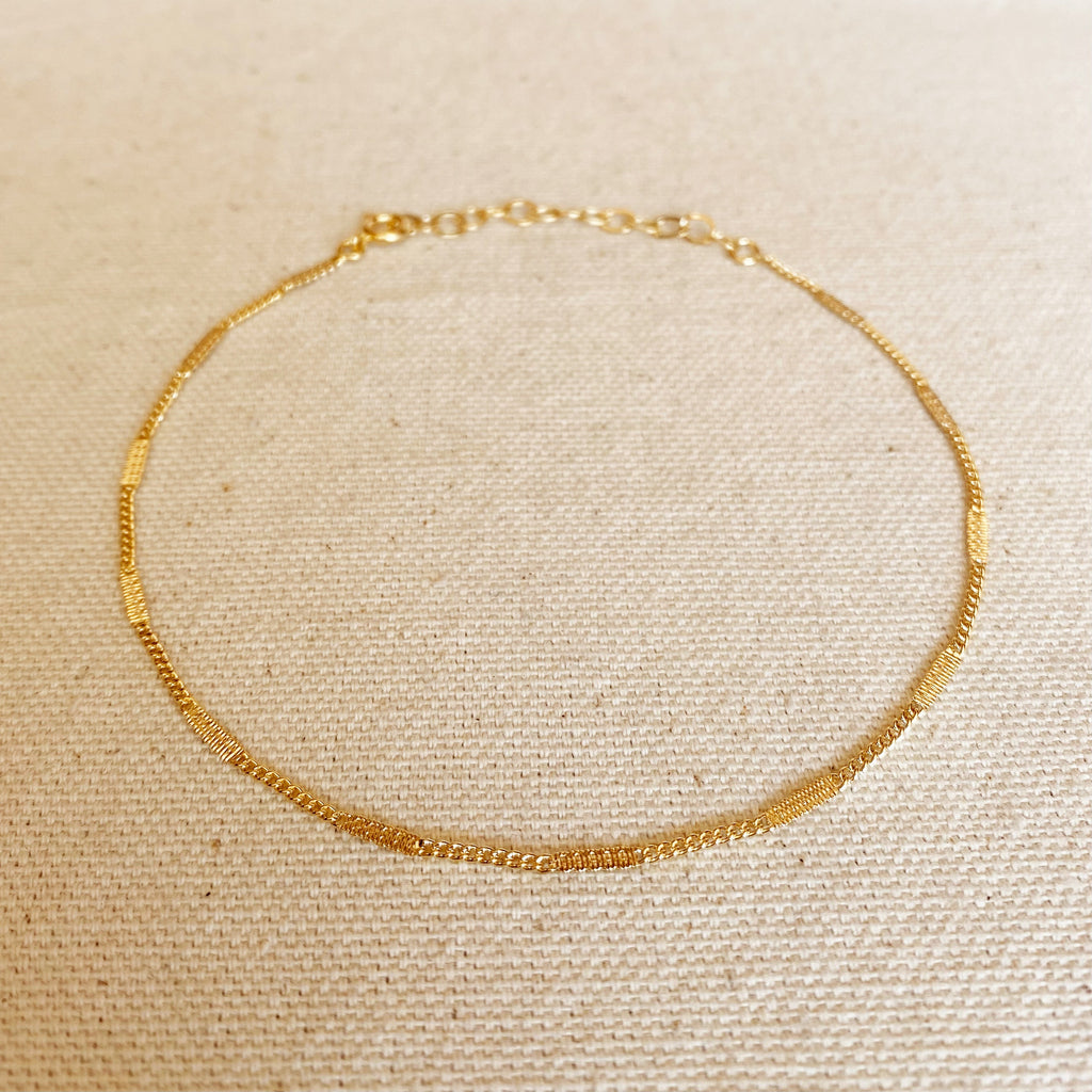 Mondsee 18k Gold Filled Pressed Detail Chain Anklet | 18k Gold Filled Jewelry
