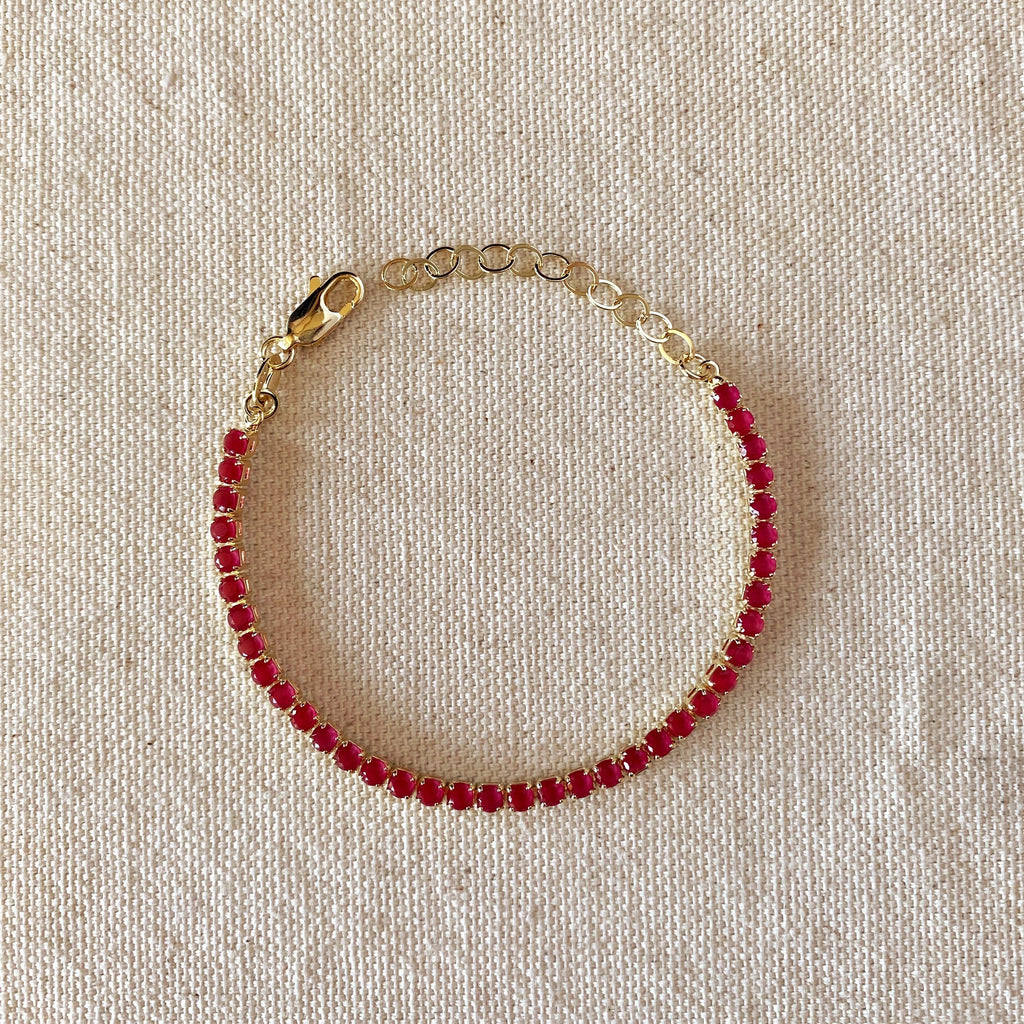 Mondsee 18k Gold Filled 3mm CZ Fuchsia Bracelet | 18k Gold Filled Jewelry