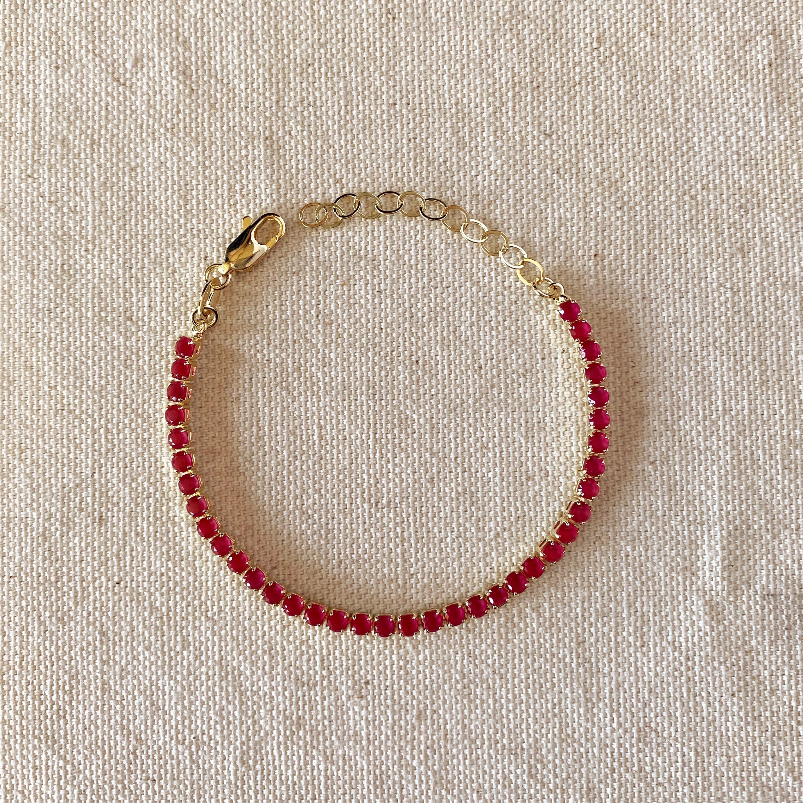 Mondsee 18k Gold Filled 3mm CZ Fuchsia Bracelet | 18k Gold Filled Jewelry