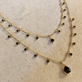 Mondsee 18k Gold Filled Double Teardrop Black Necklace | 18k Gold Filled Jewelry