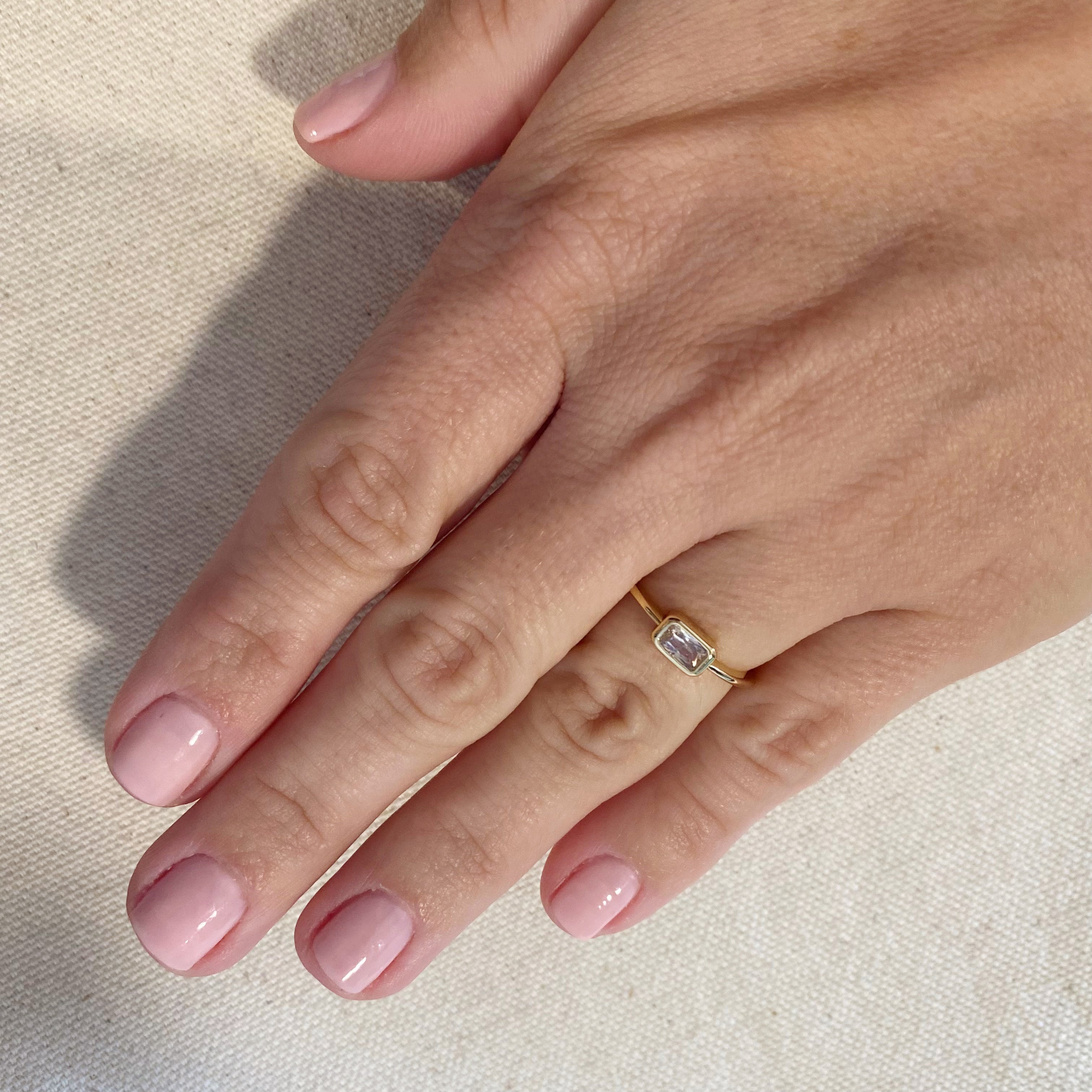Mondsee 18k Gold Filled Rectangle Solitaire Ring | 18k Gold Filled Jewelry