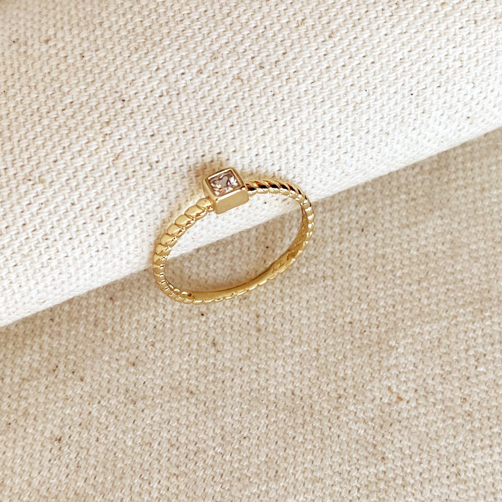 Mondsee 18k Gold Filled Twisted Solitaire Band With Cubic Zirconia Stone | 18k Gold Filled Jewelry