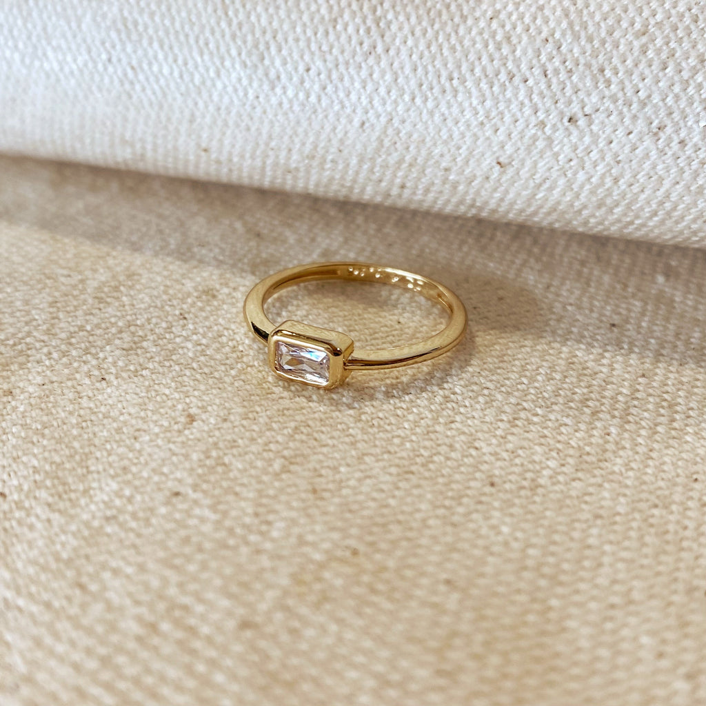 Mondsee 18k Gold Filled Rectangle Solitaire Ring | 18k Gold Filled Jewelry